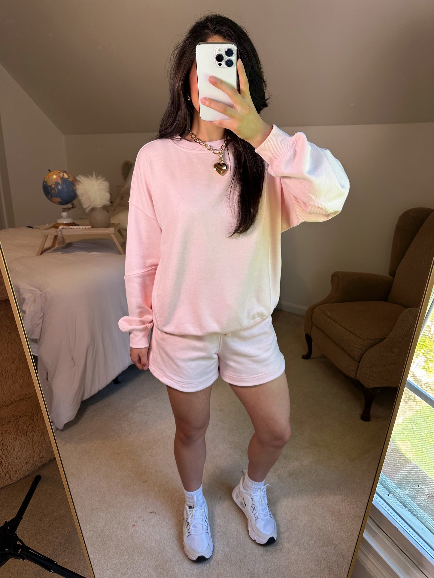 Seashell Pink Crewneck and Shorts Set