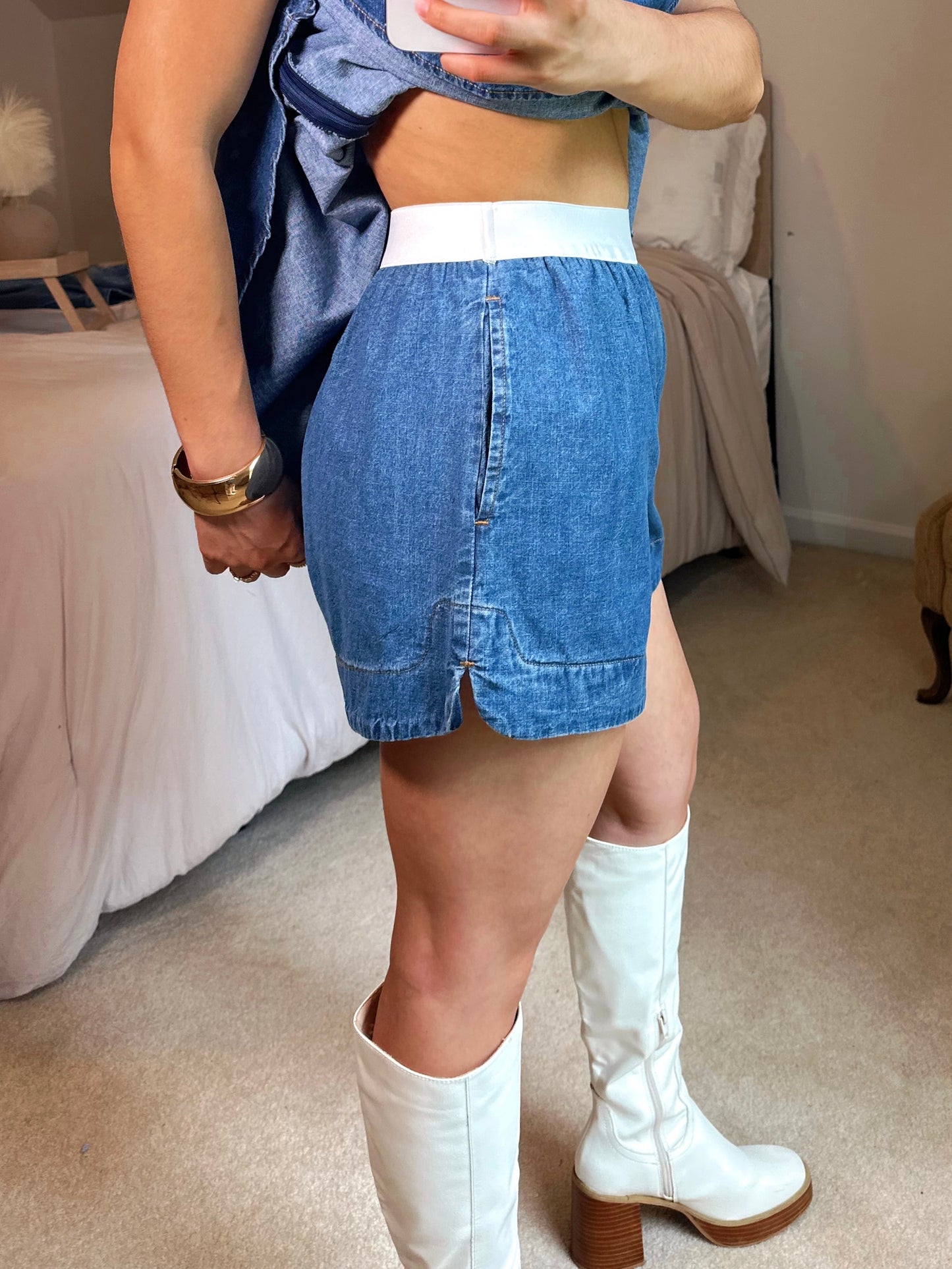 Denim Boxer Style Shorts