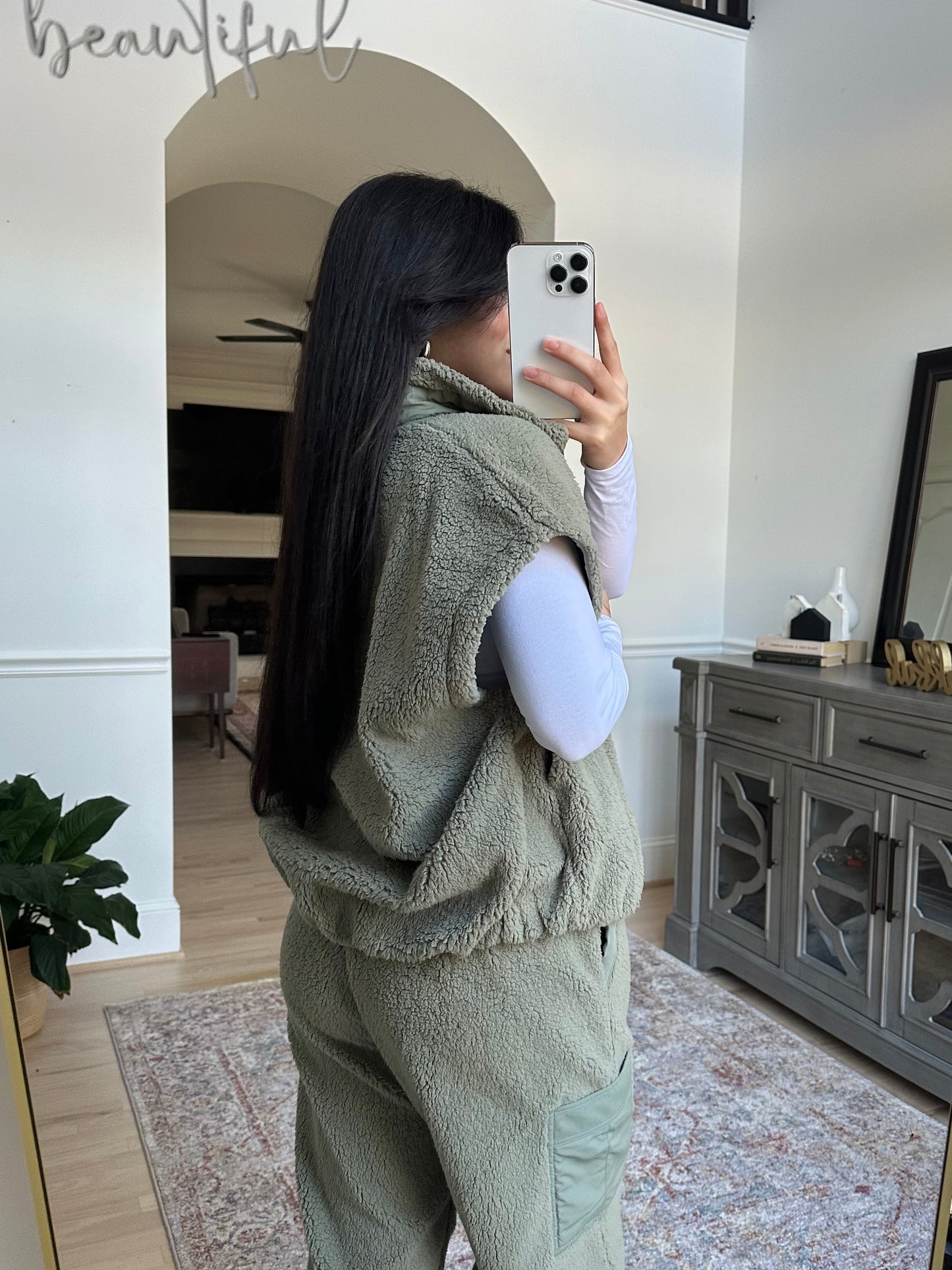 Sage Oversized Sherpa Vest