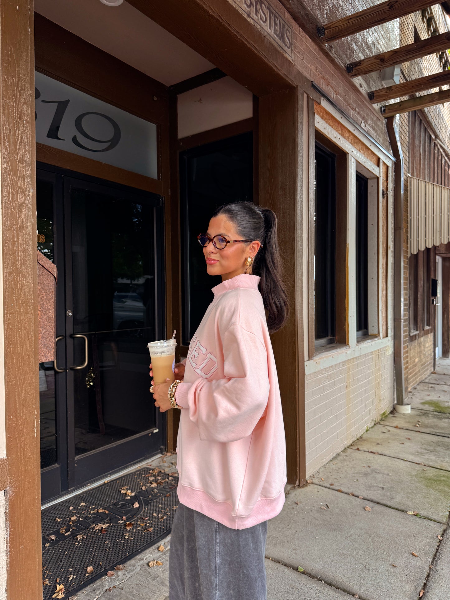 Blessed Baby Pink Oversized Mockneck Sweater
