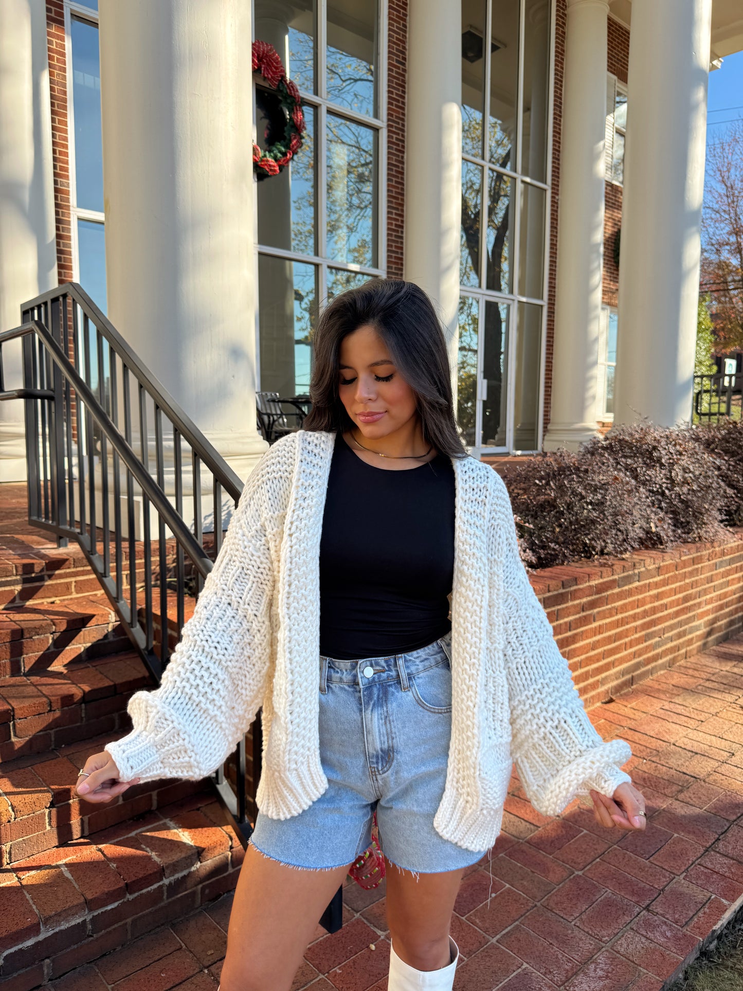 Beige Chunky Knit Cardigan