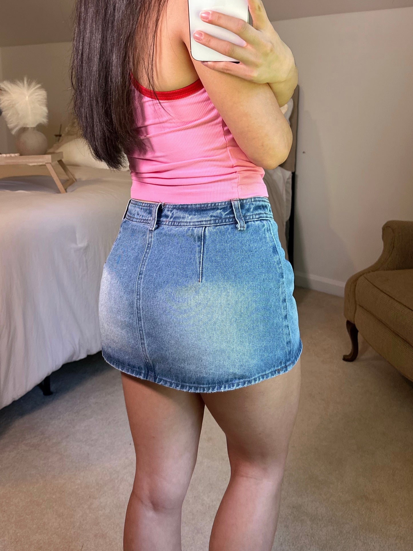 Denim Mid-Rise Mini Skort