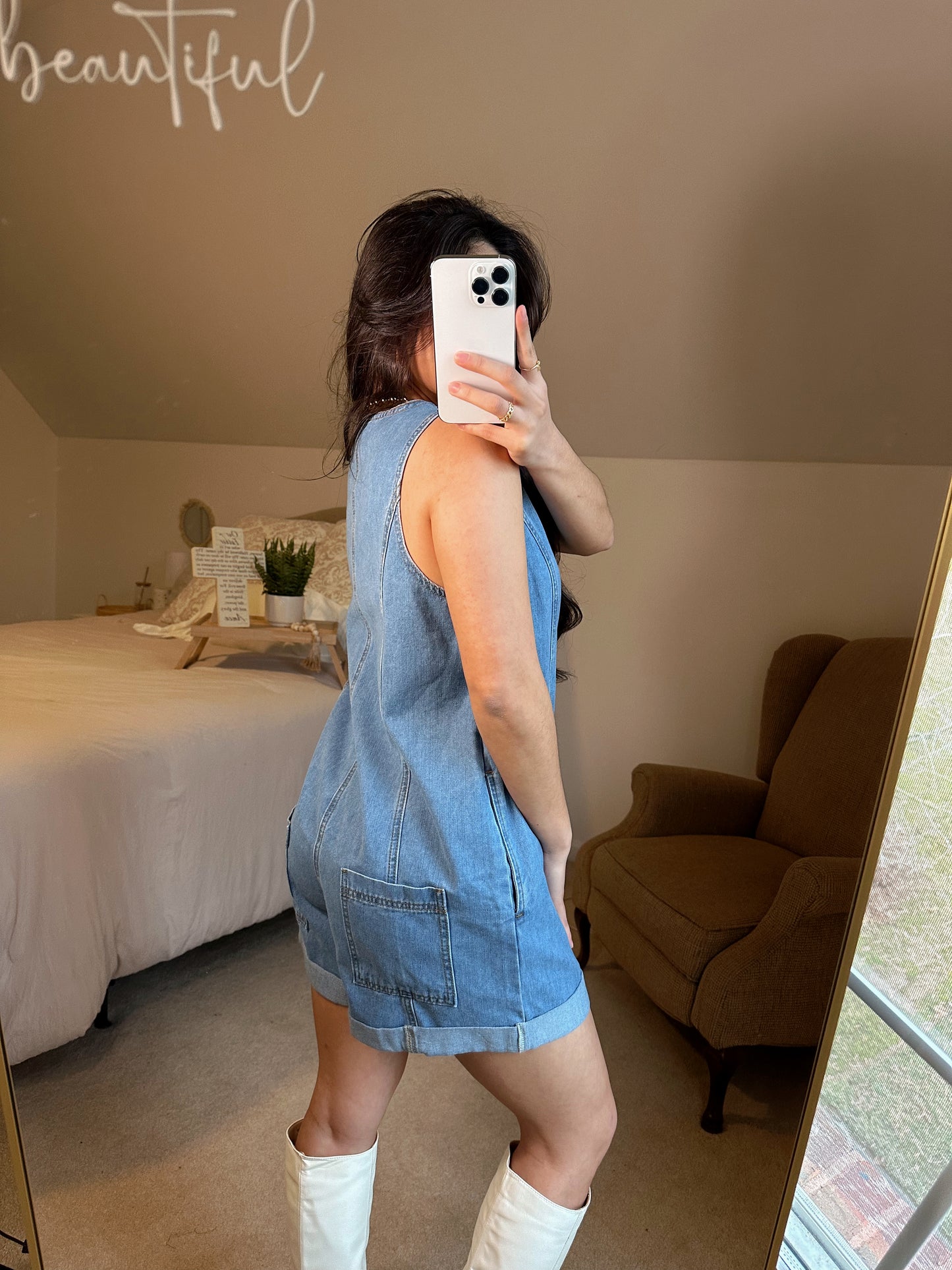 Denim Button-Up Romper