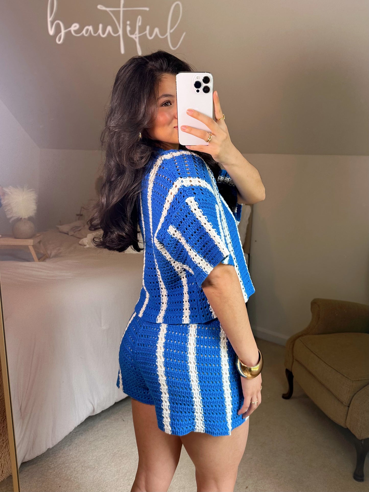 Ocean Blue Striped Crochet Set