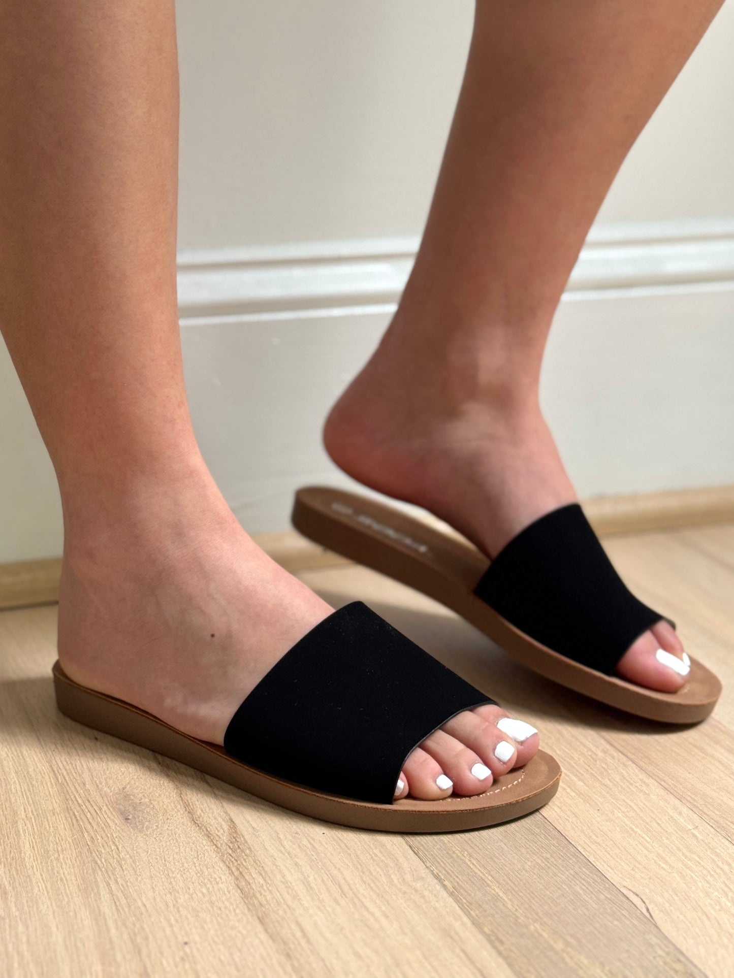 Black Slip-On Sandals