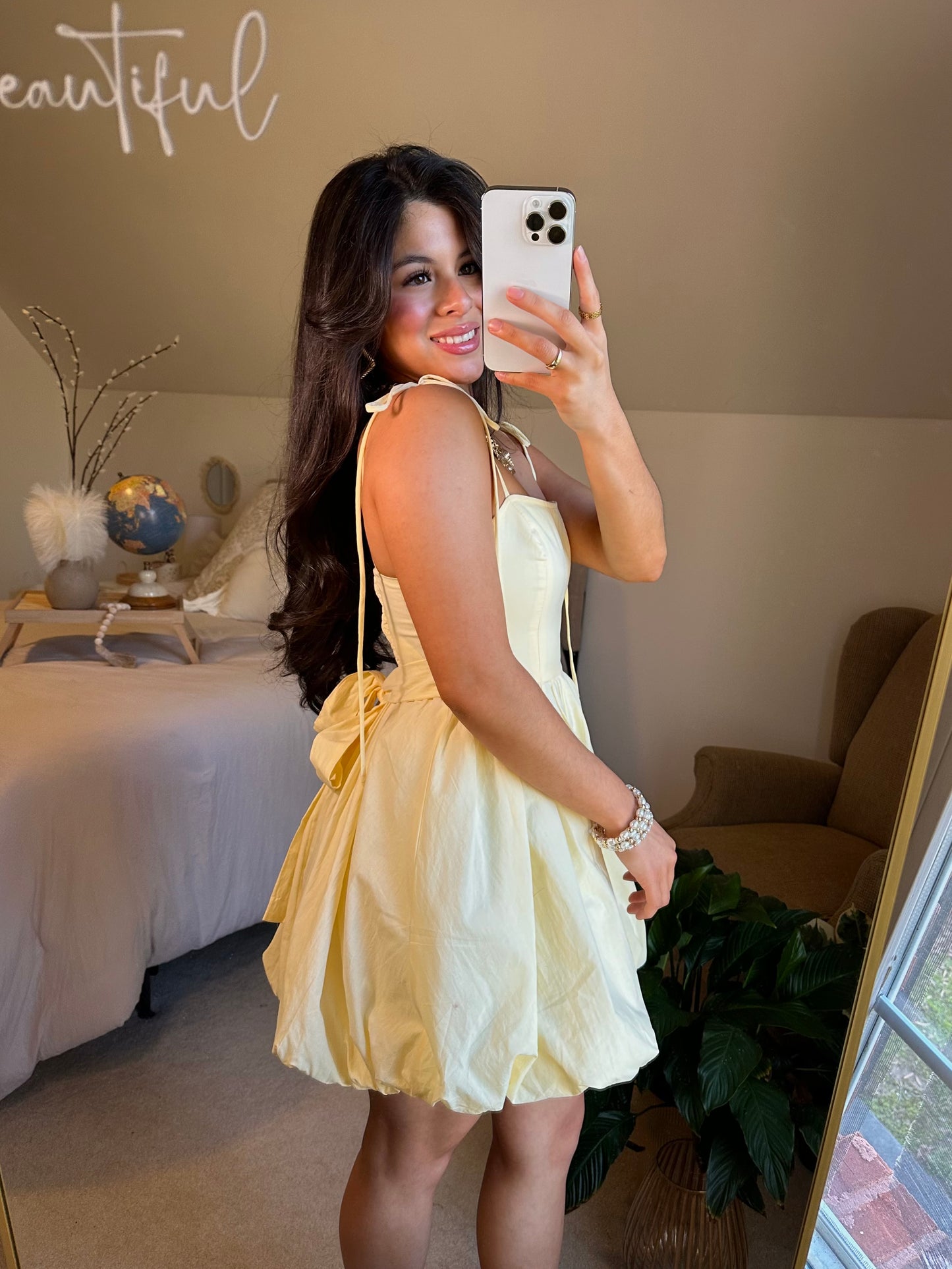 Pastel Yellow Bubble Mini Dress