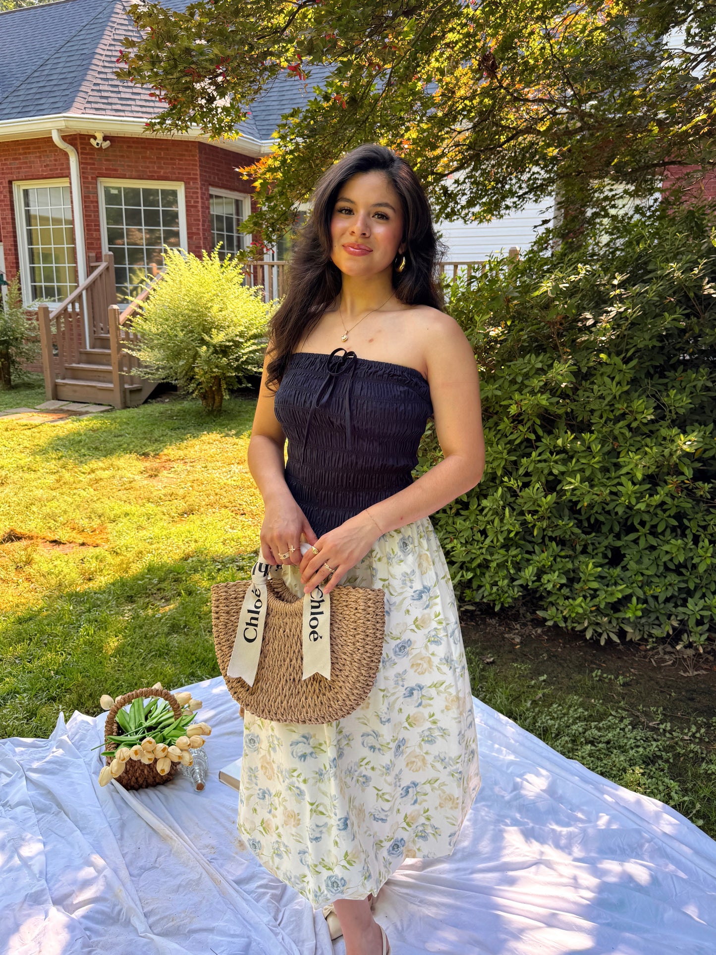 Cool Toned Smocked Tube Midi Bubble Dress