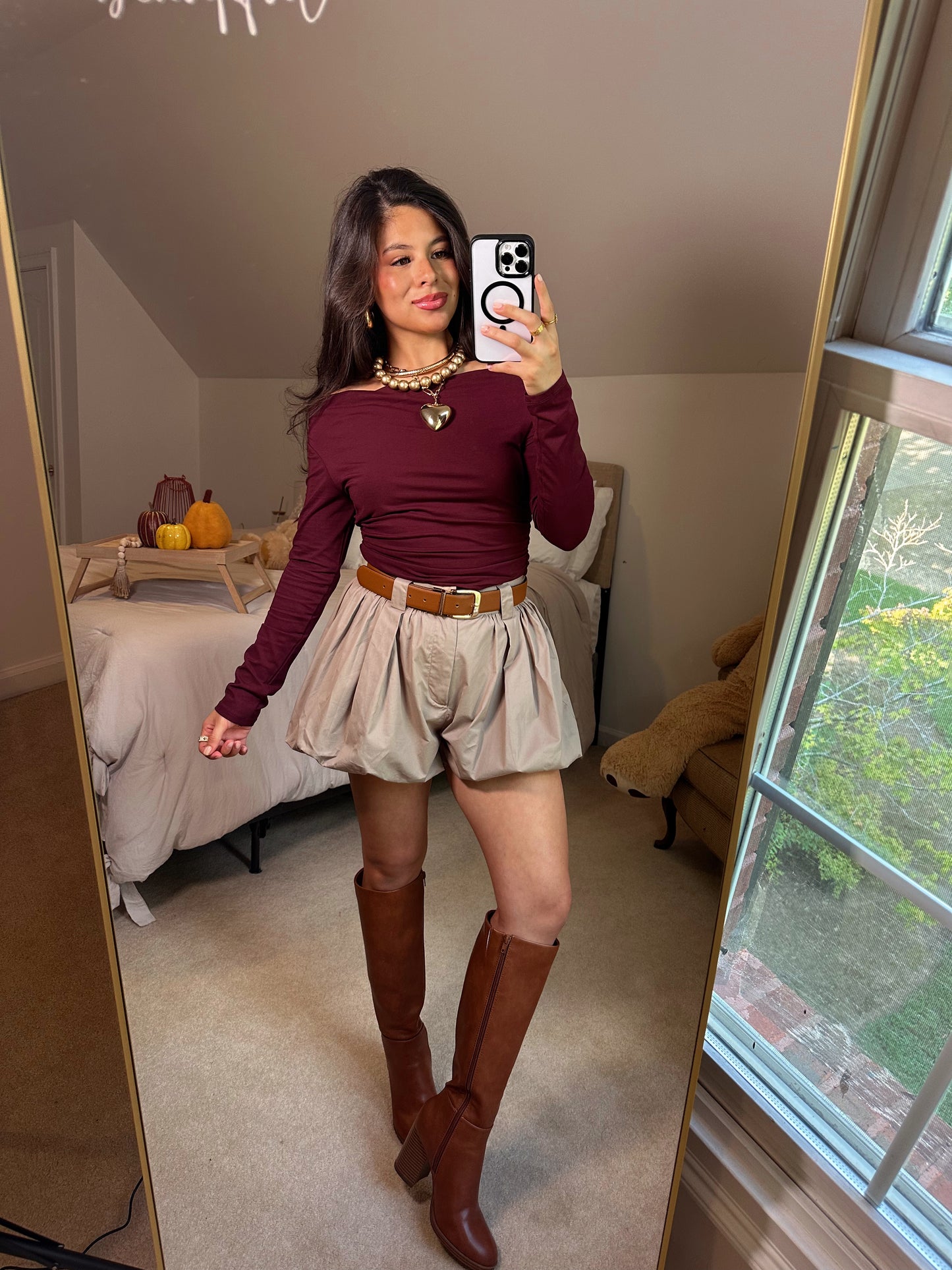 Mocha Bubble Hem Shorts