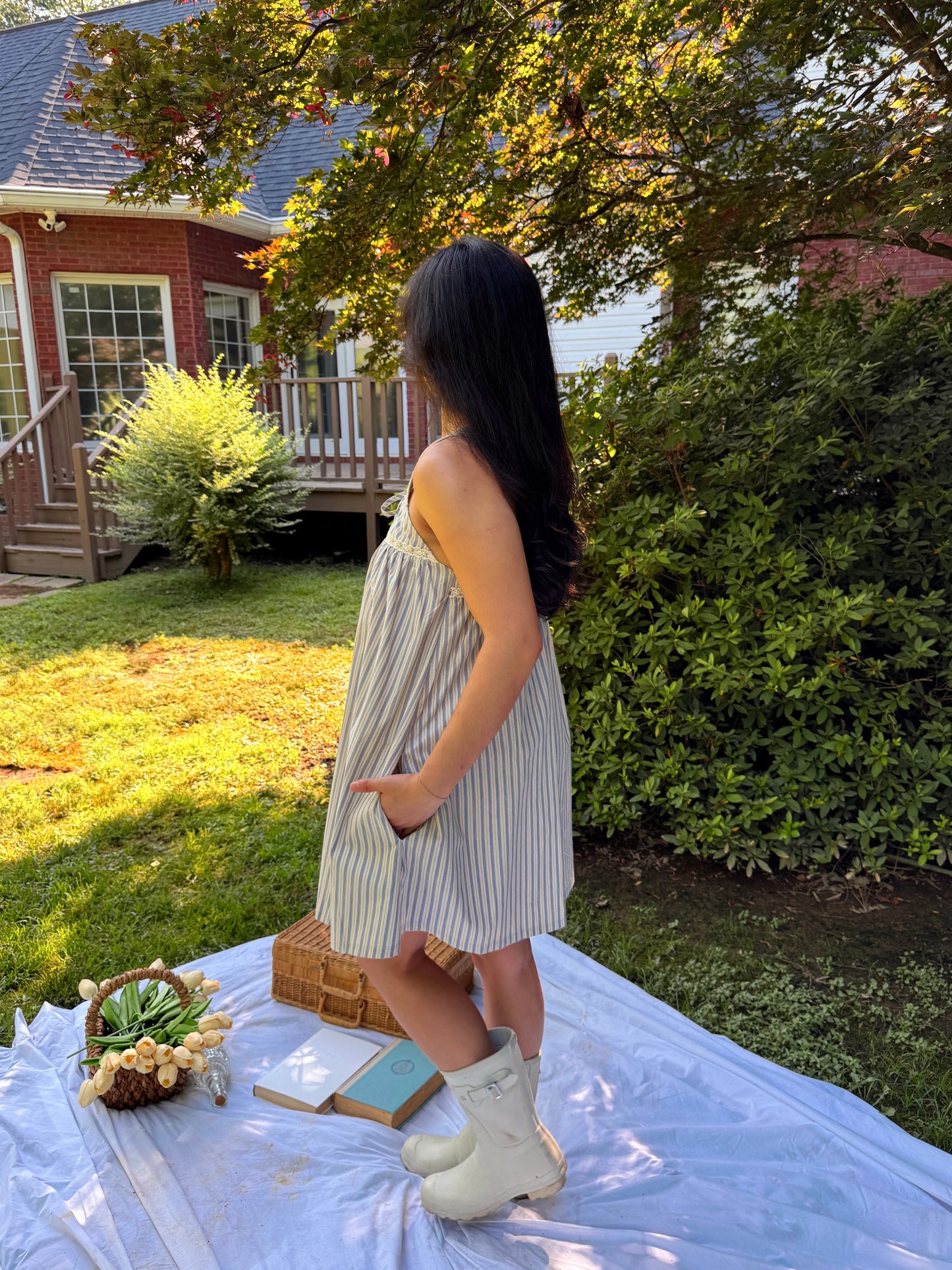 Blue Stripe Babydoll Dress