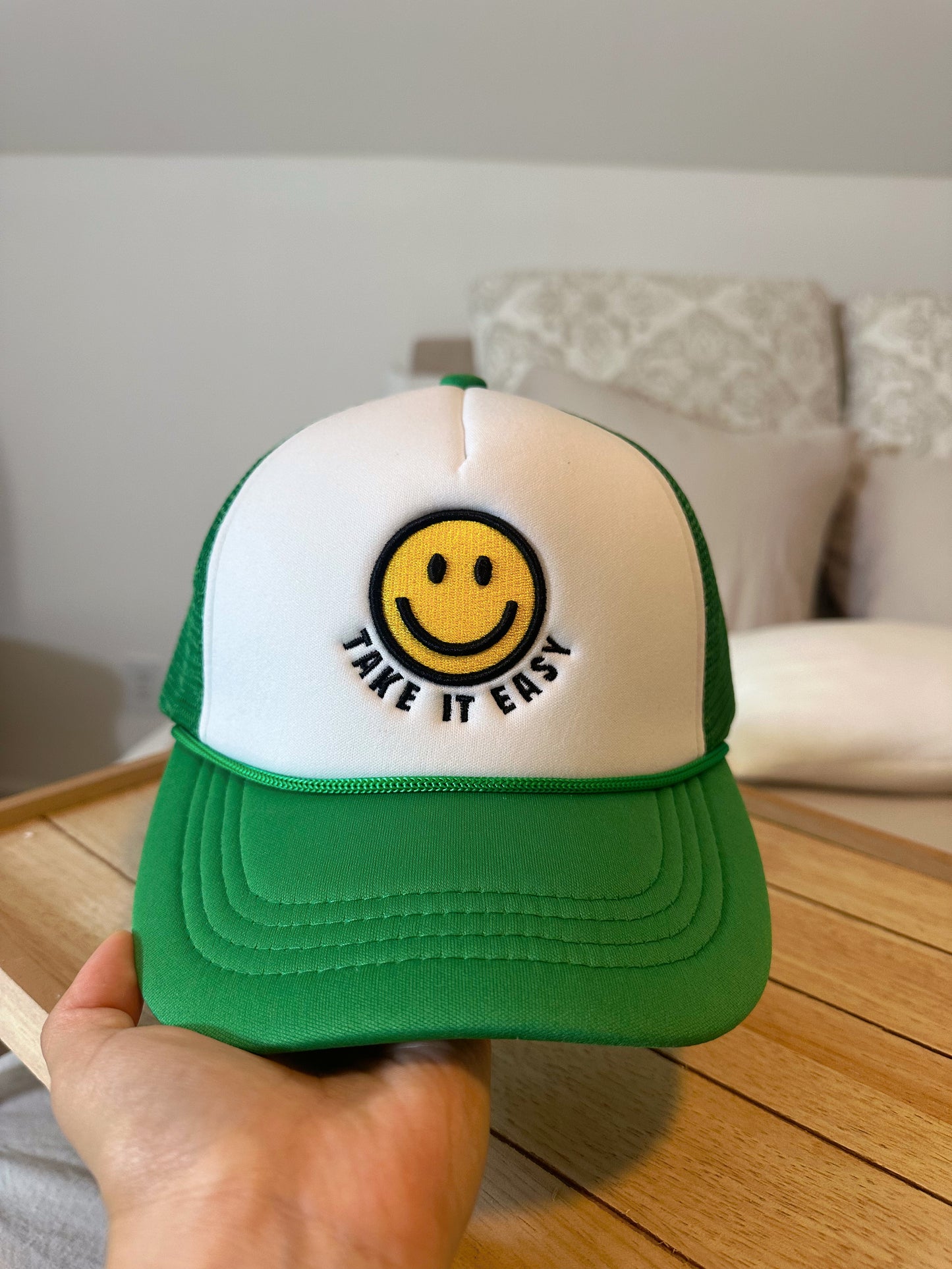 Green Smiley Trucker Hat