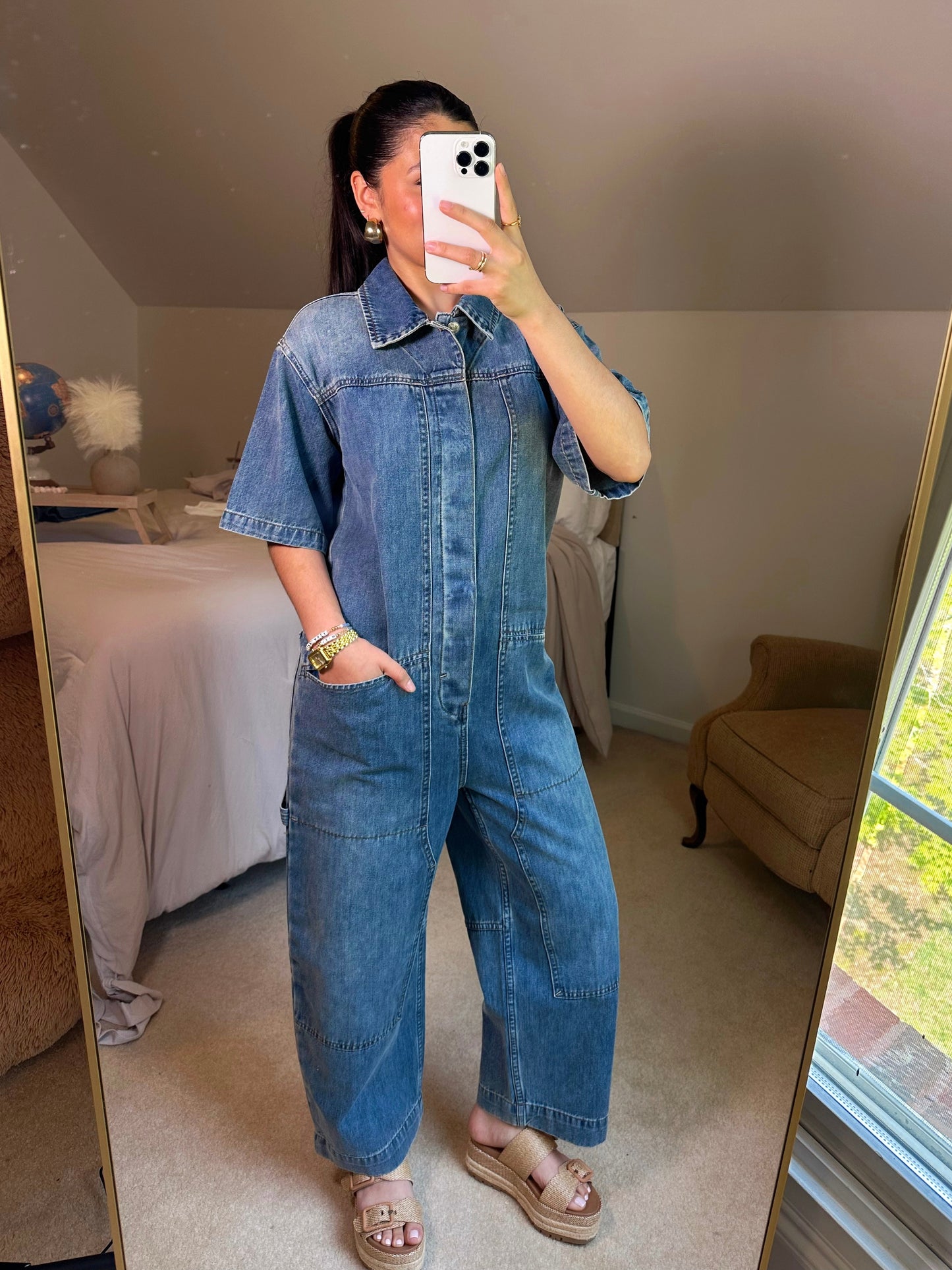 Cargo Oversized Denim Jumpsuit