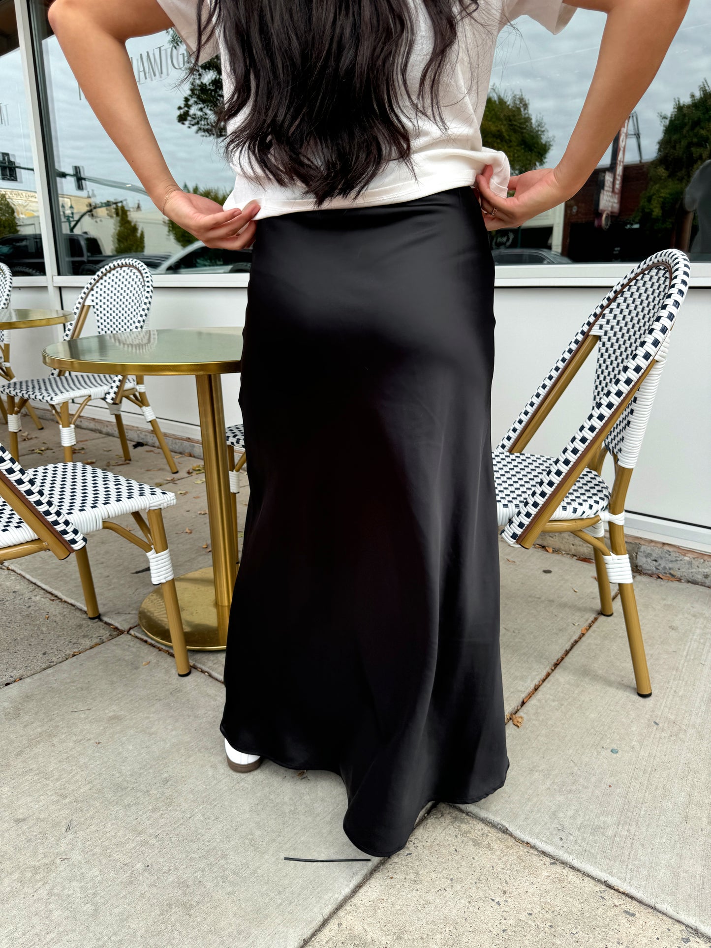 Black Satin Slip Skirt