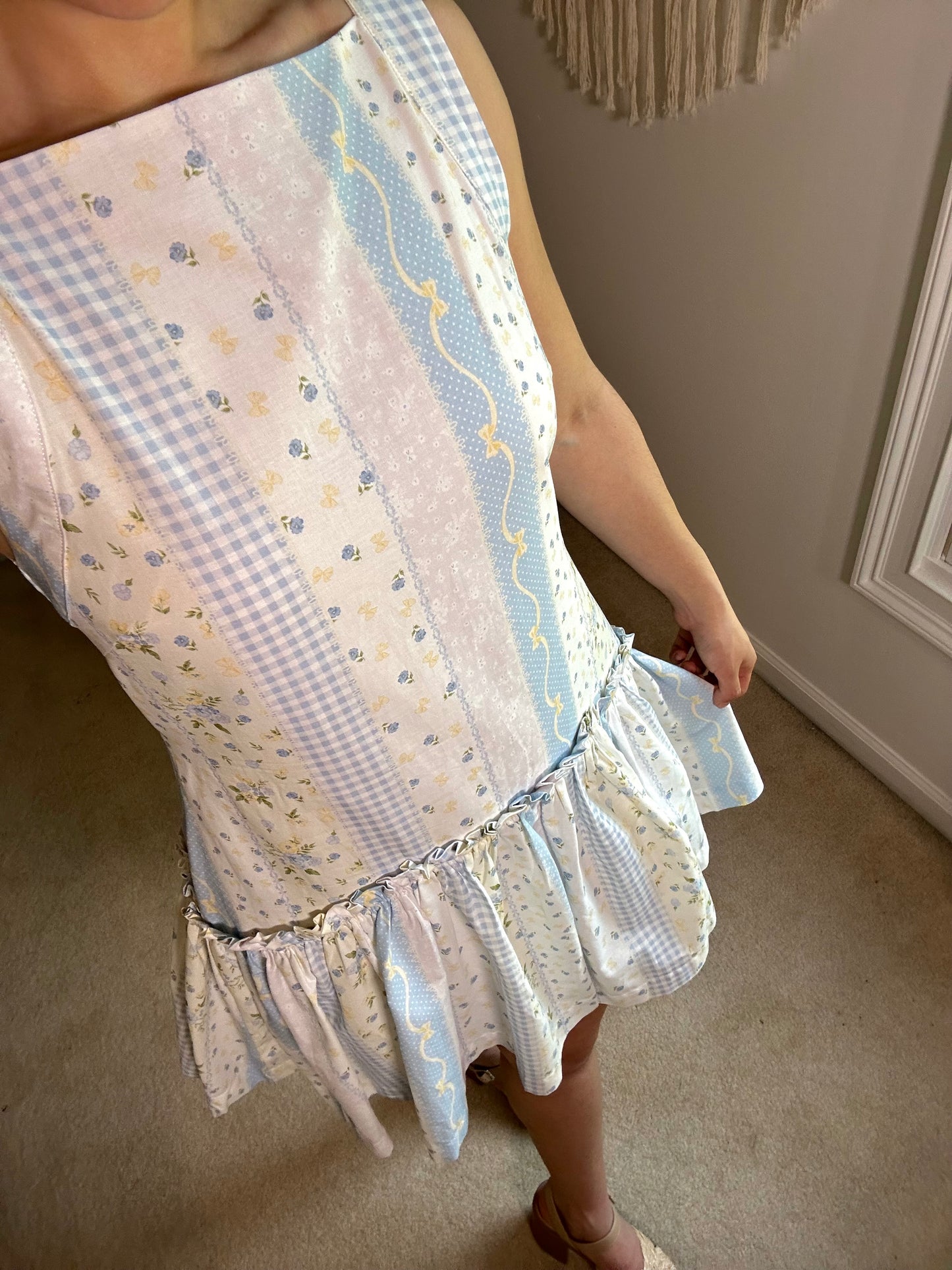 Baby Blue Coquette Patterned Mini Dress