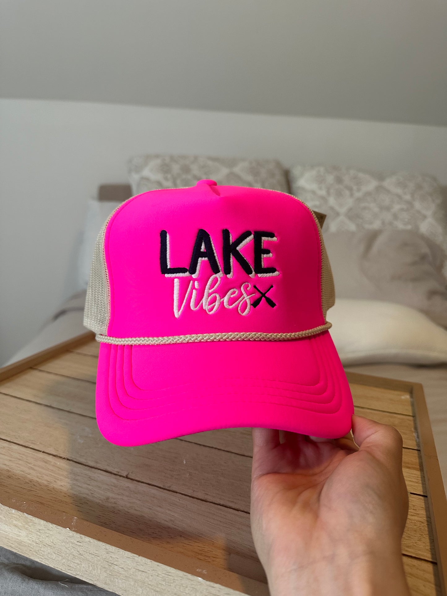 Lake Vibes Hot Pink Trucker Hat