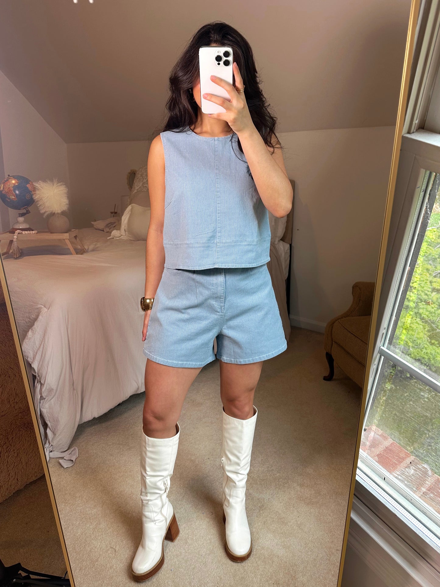 Denim Pinstripe Set
