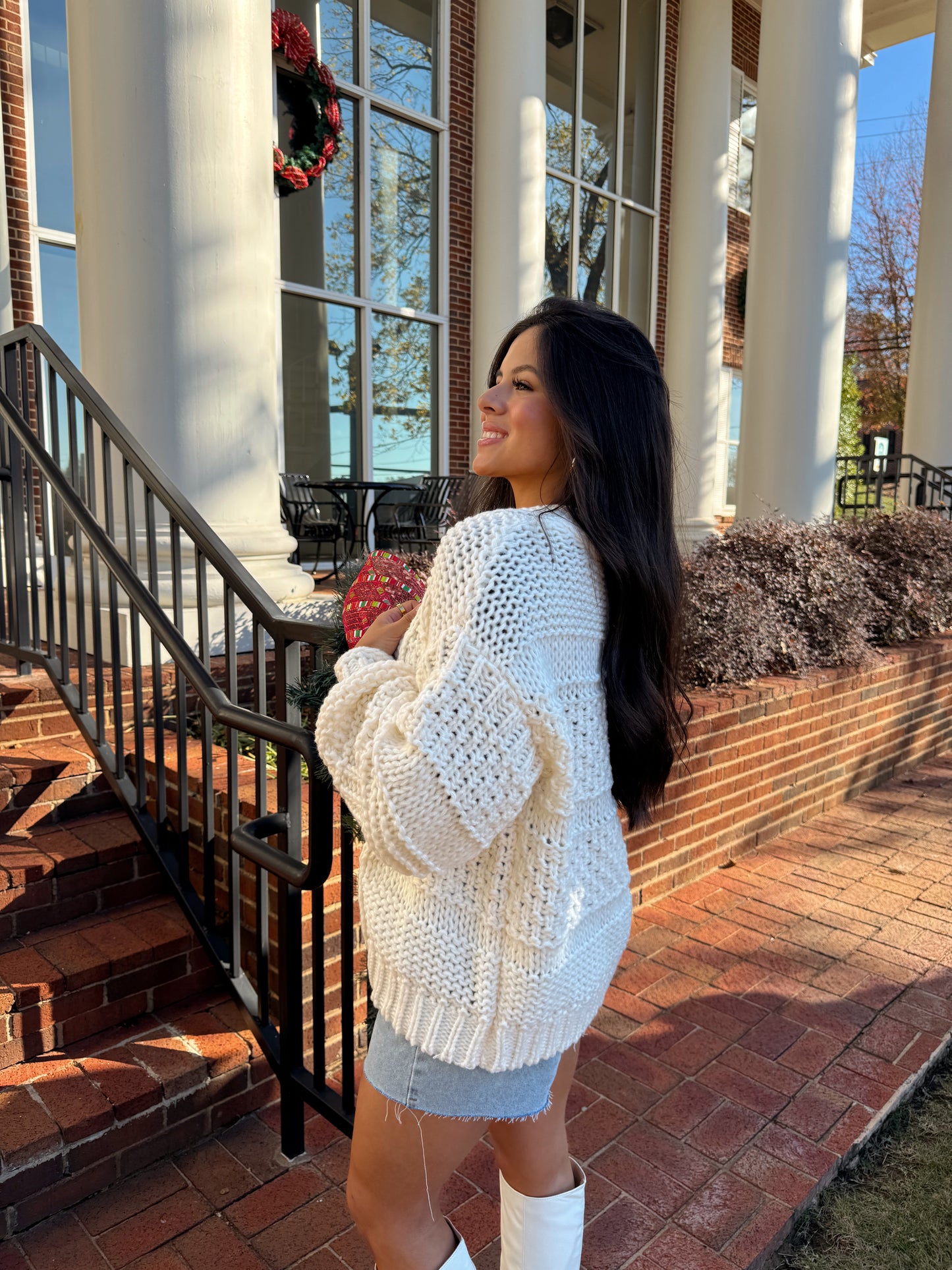 Beige Chunky Knit Cardigan