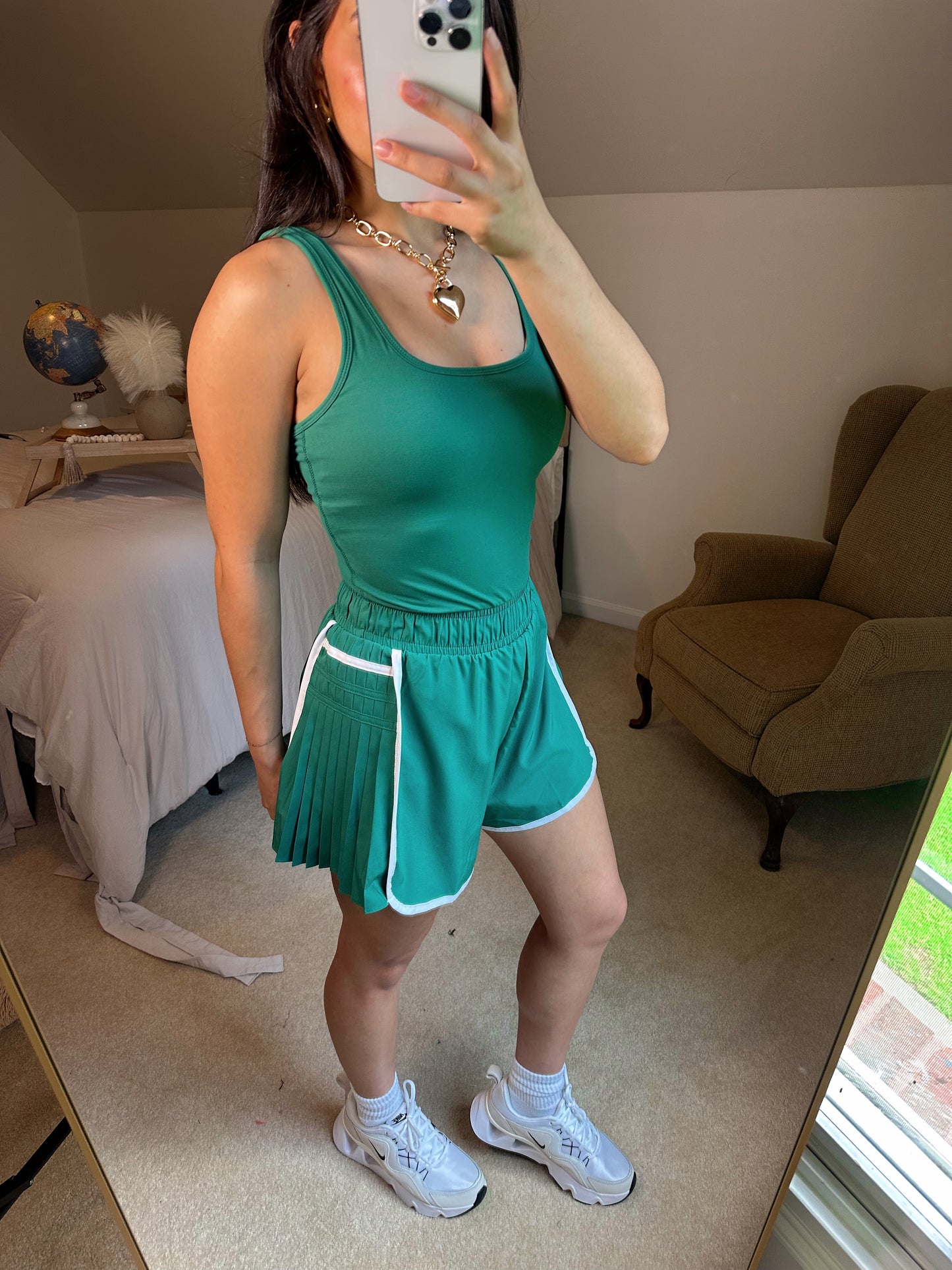 Kelly Green Butter Top & Ruffle Short Romper