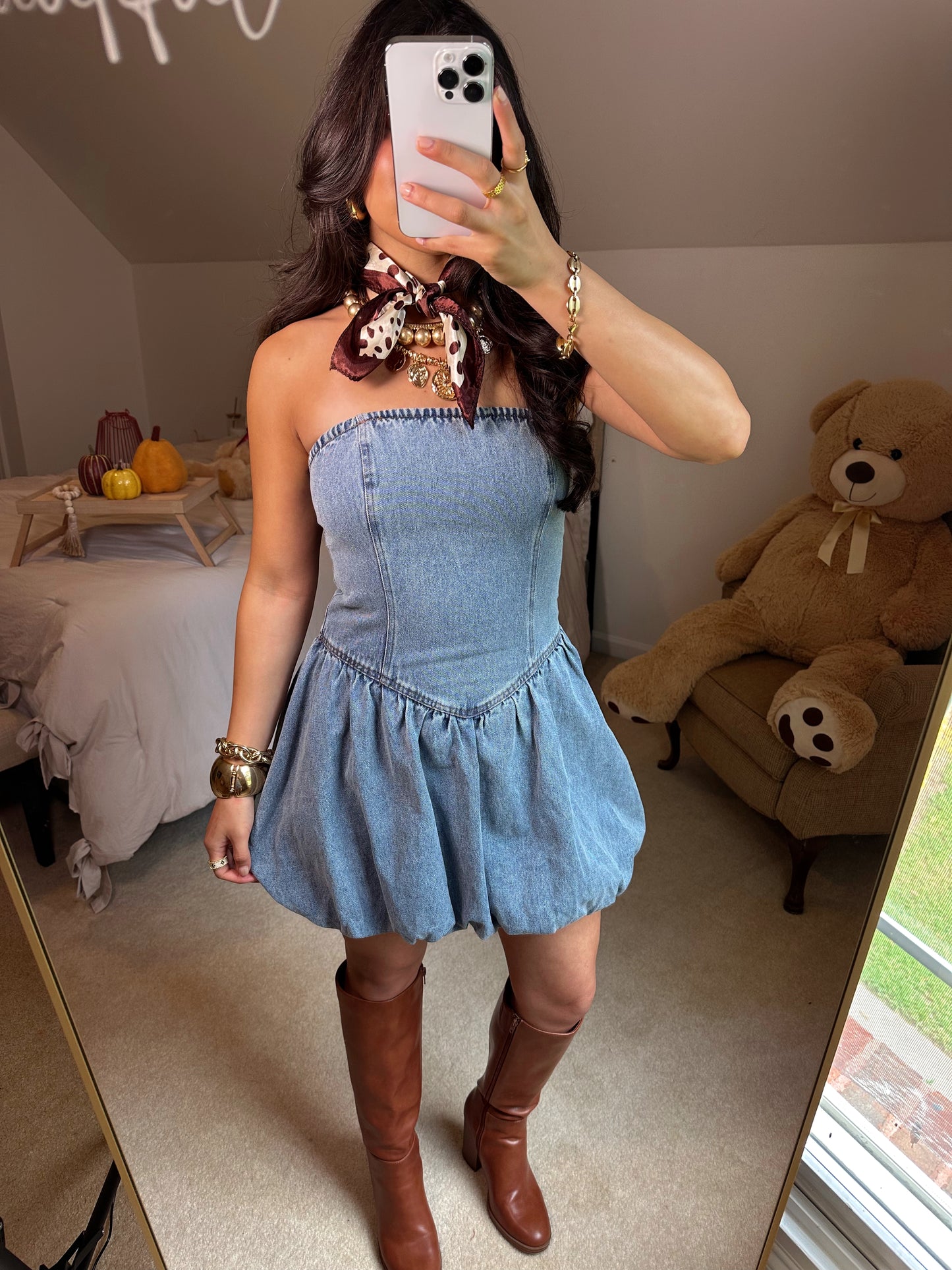 Denim Mini Bubble Dress