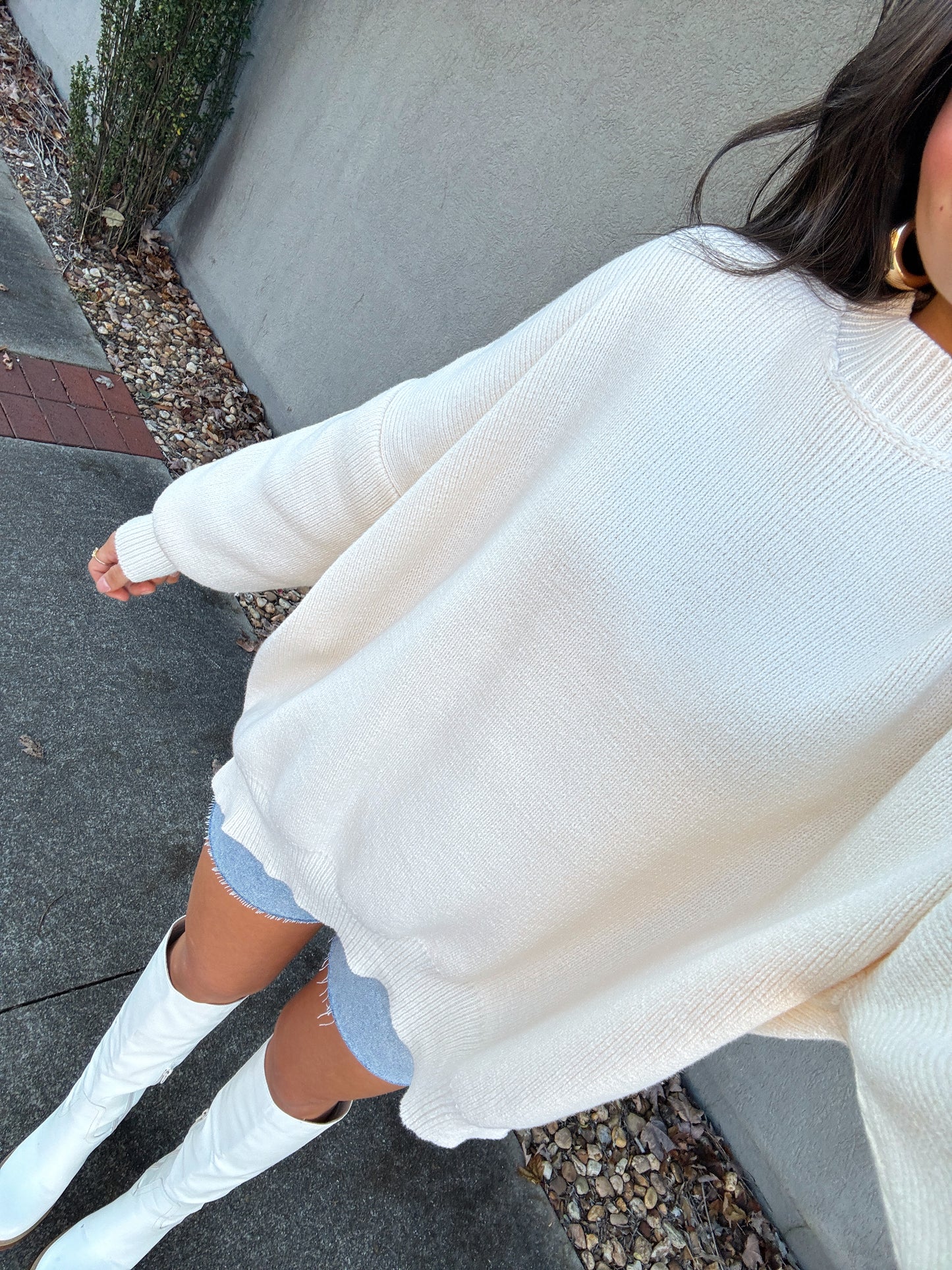 Cream Oversized Mockneck Sweater