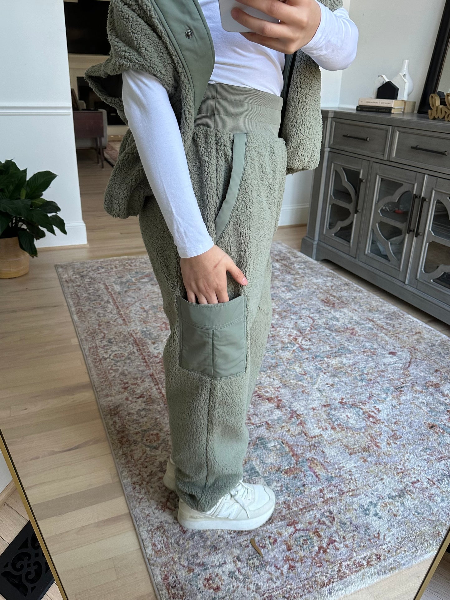 Sage Sherpa Cargo Jogger Pants