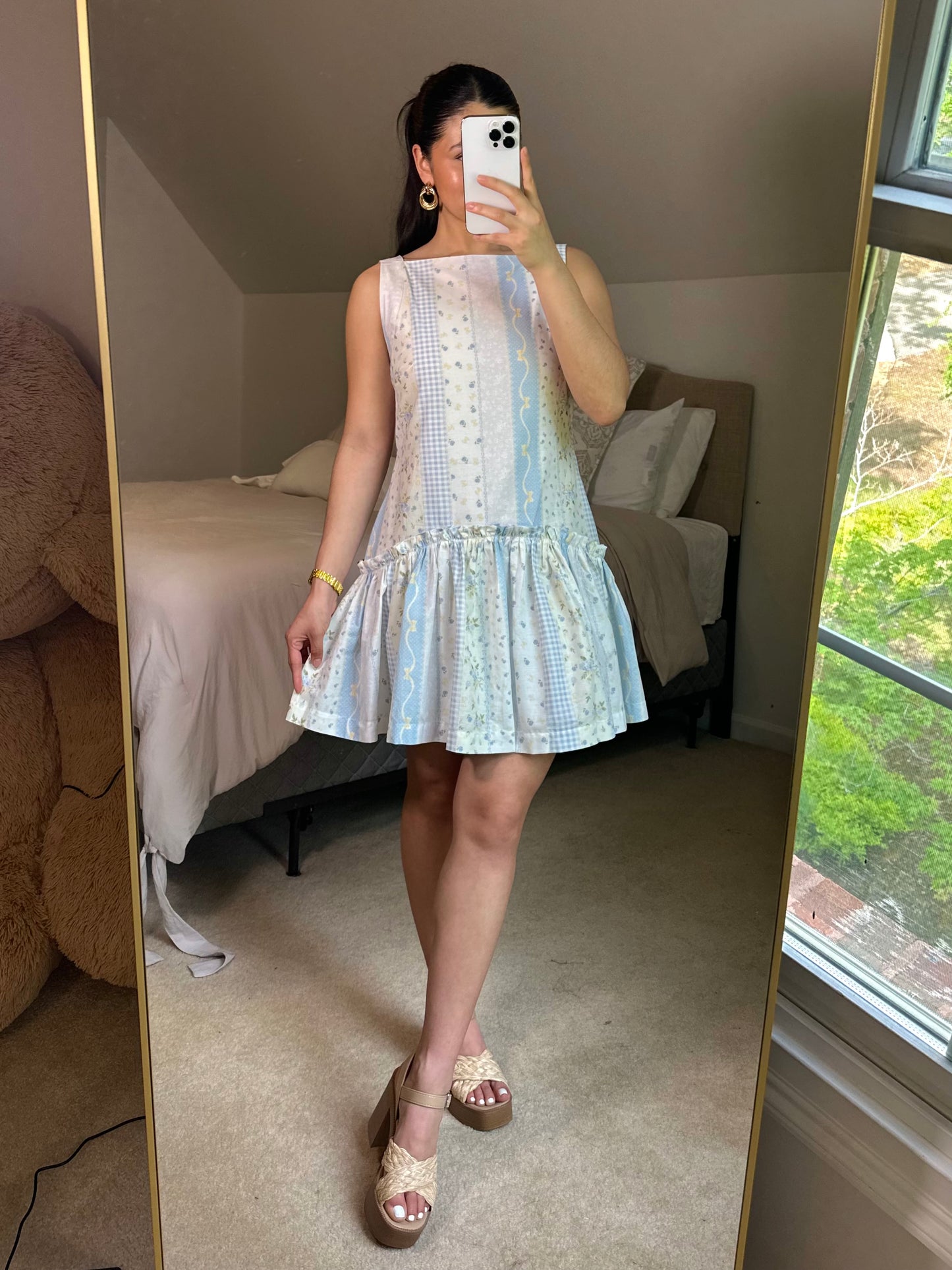 Baby Blue Coquette Patterned Mini Dress