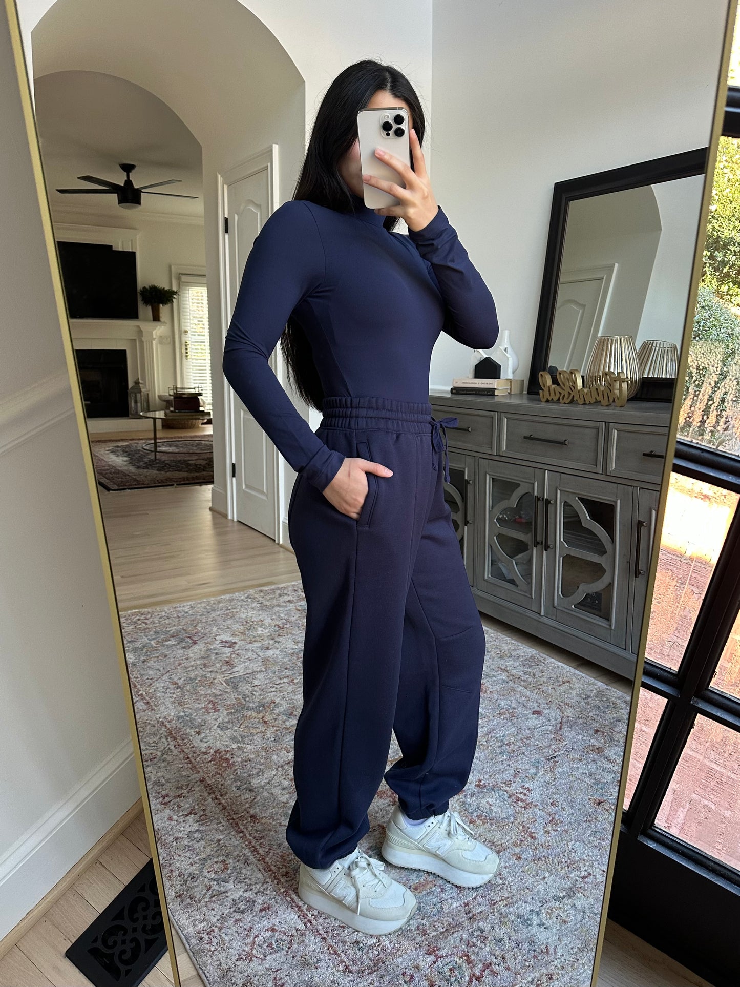Navy Bodysuit & Jogger Pants Set