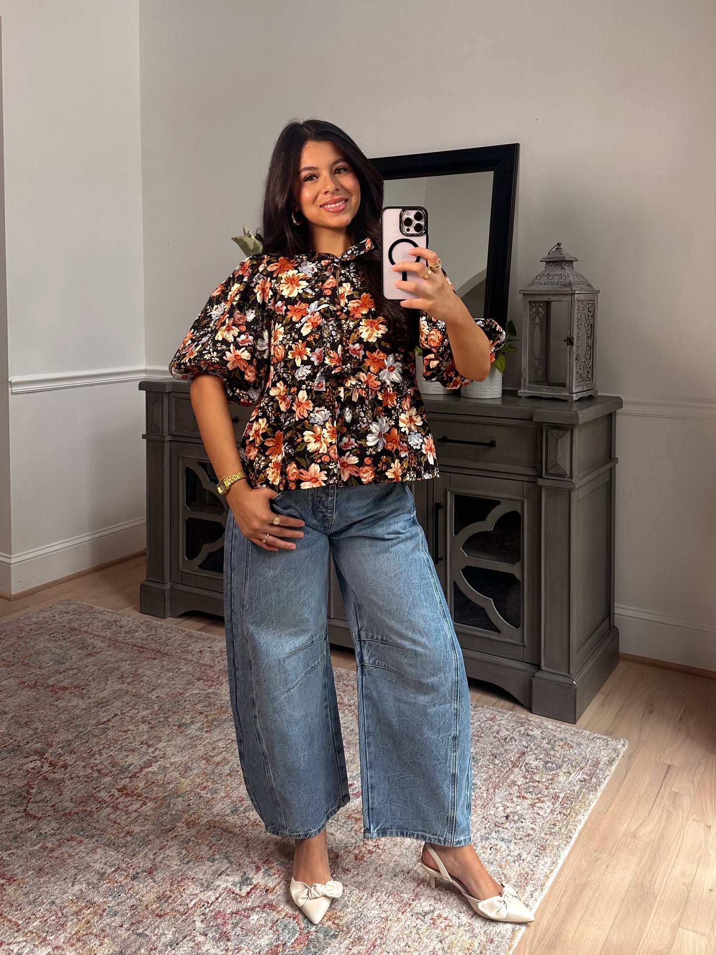 Autumn Rose Denim Top