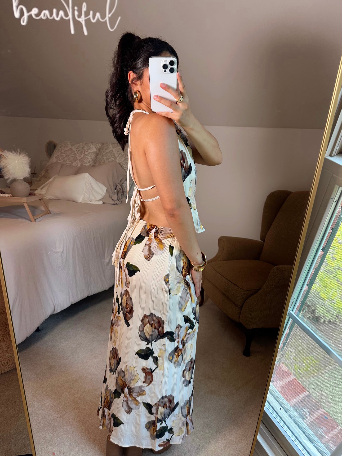 Vintage Florals Open Back Top & Skirt Set