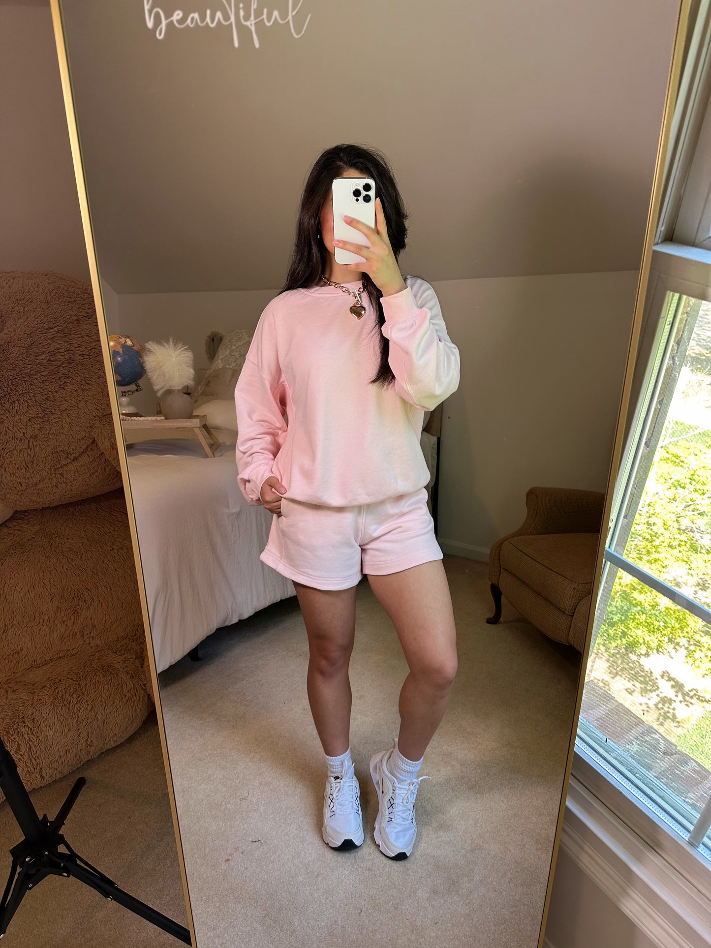 Seashell Pink Crewneck and Shorts Set
