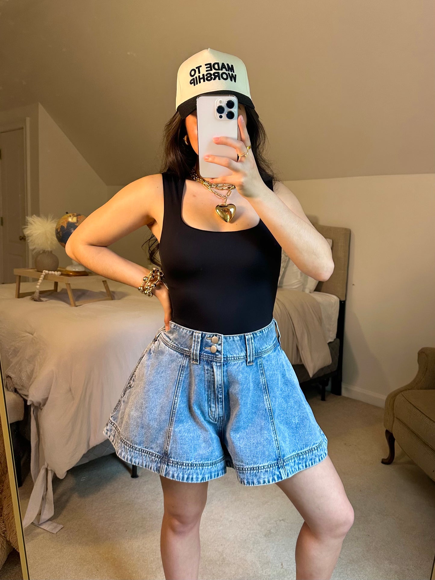 Flare Oversized Denim Shorts