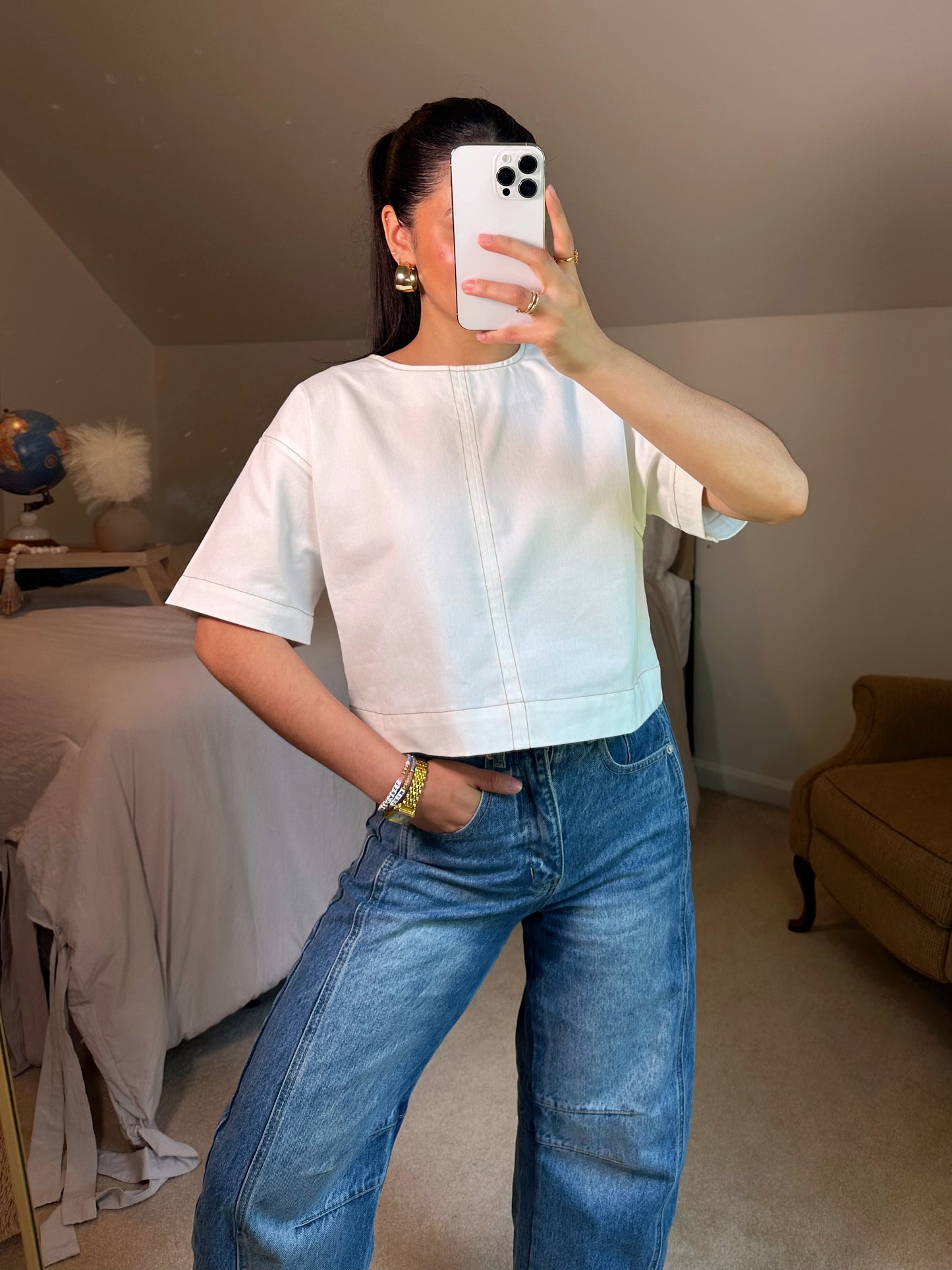 White Denim Top