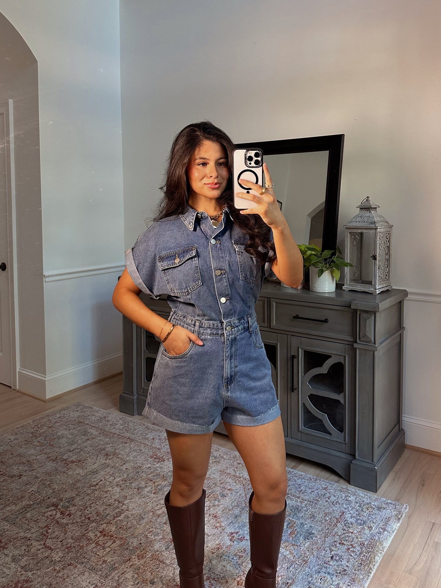 Autumn Days Denim Romper