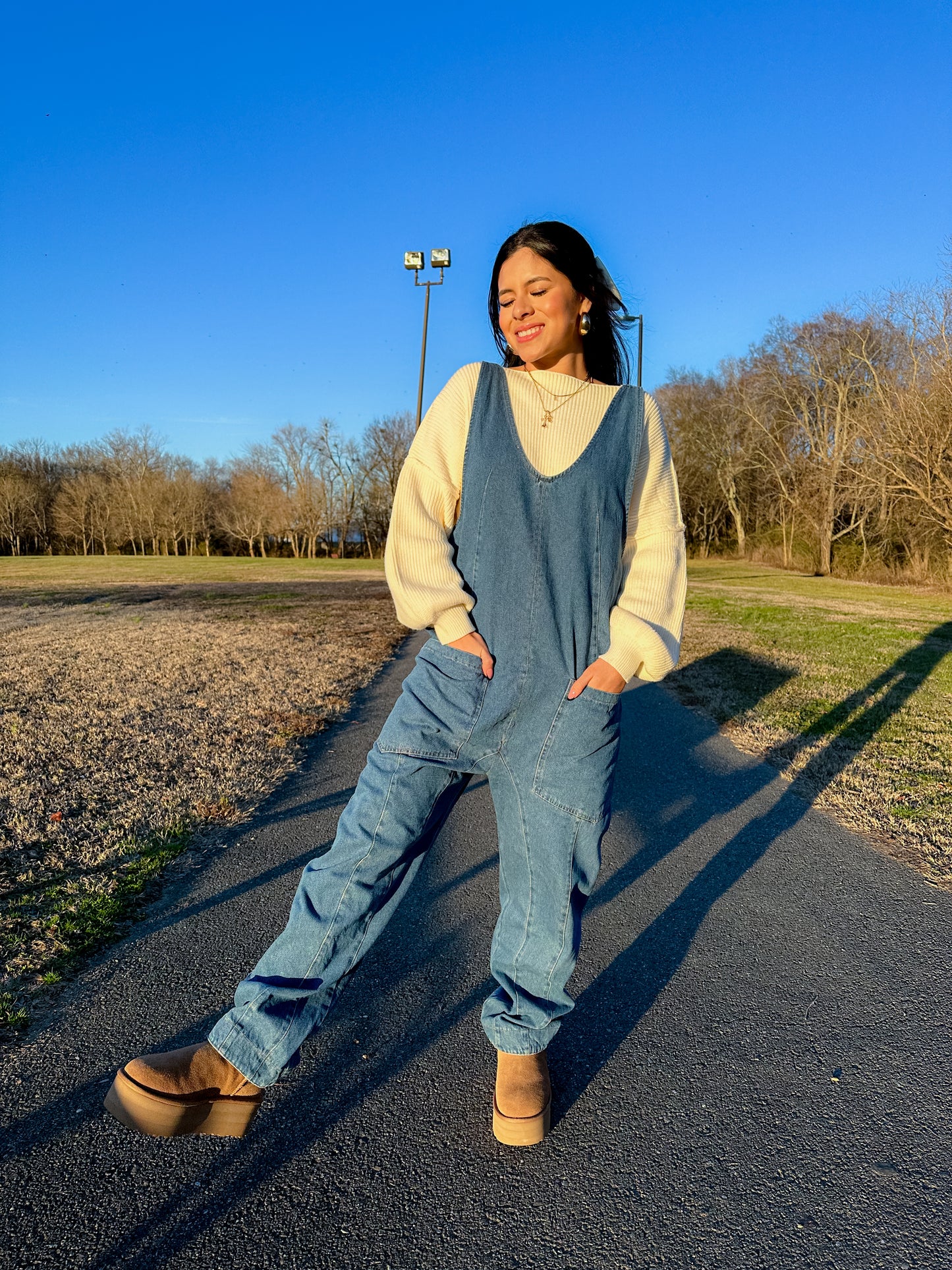 Free Girl Denim Jumpsuit (PLUS SIZE - 3XL LEFT)