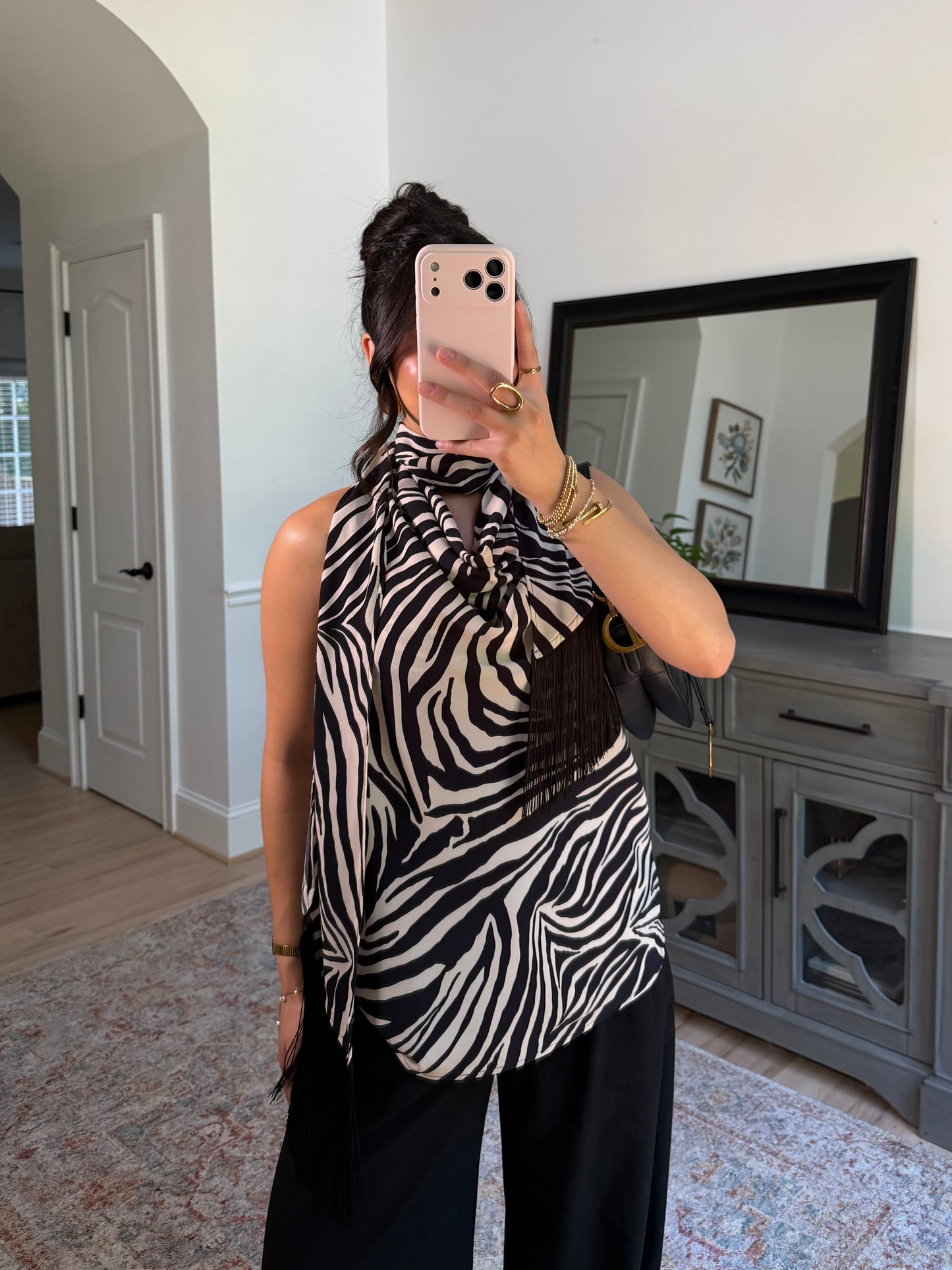 Zebra Fringe Scarp Top