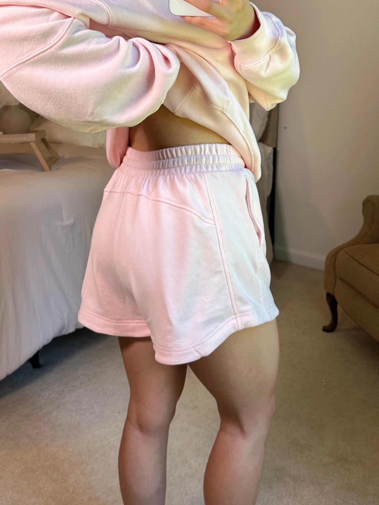 Seashell Pink Crewneck and Shorts Set