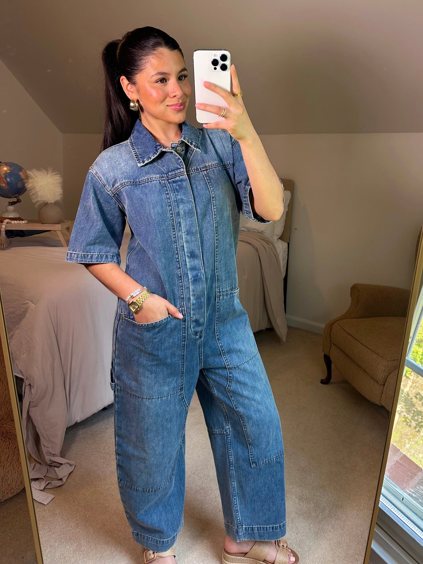 Cargo Oversized Denim Jumpsuit
