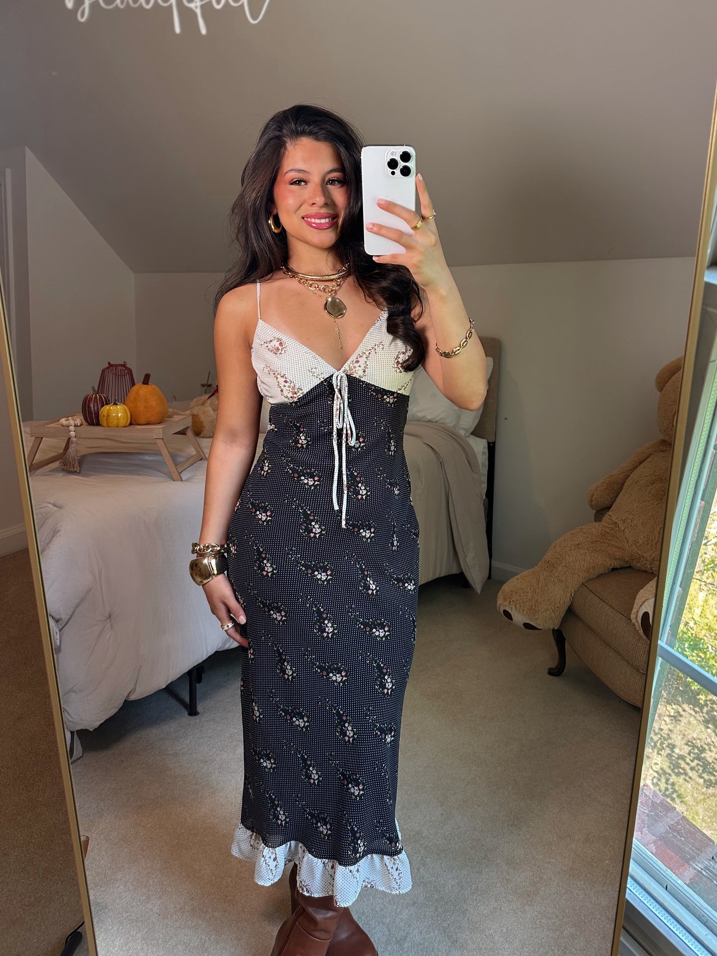 Black & White Paisley Mix Midi Dress