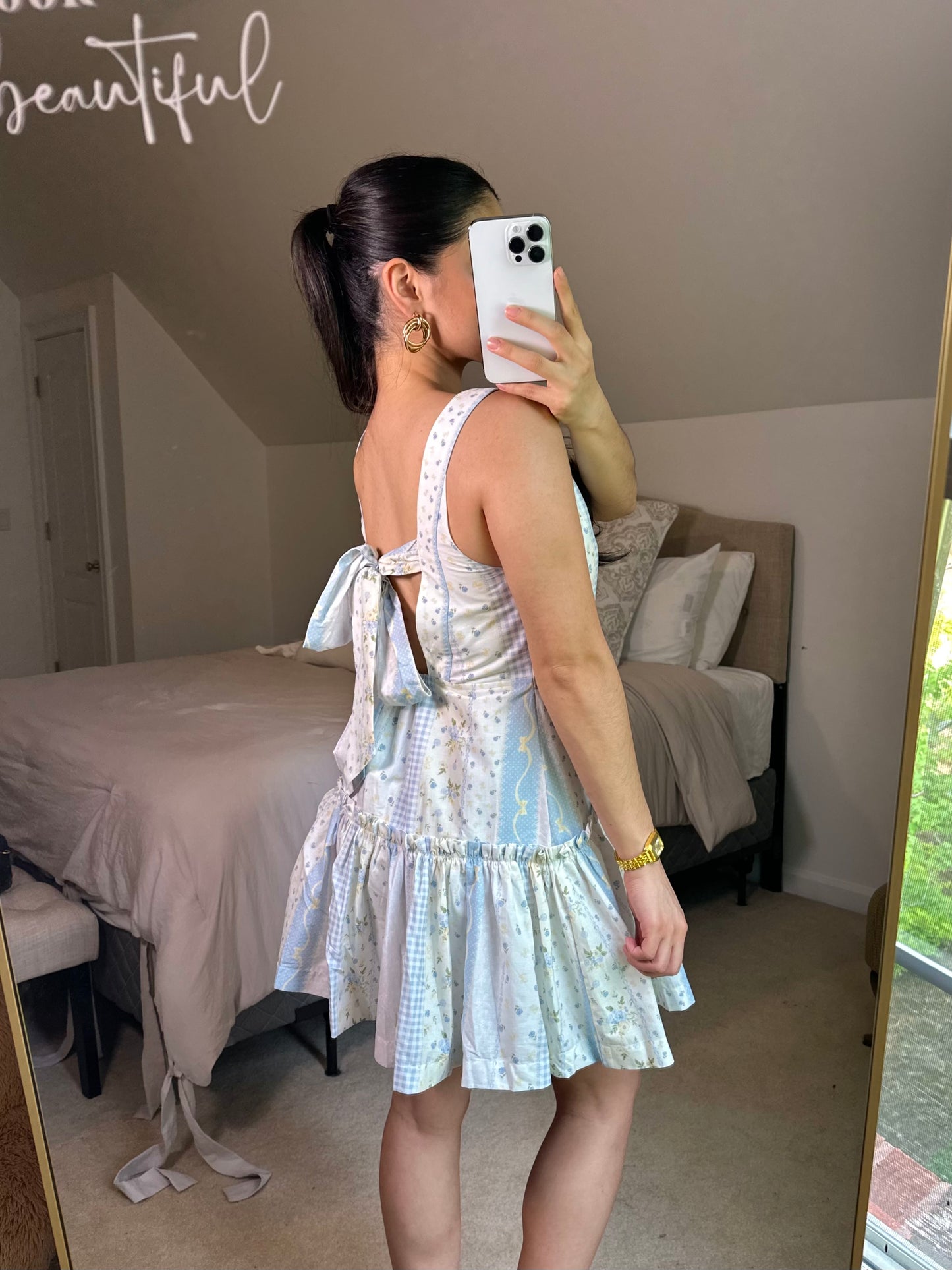Baby Blue Coquette Patterned Mini Dress