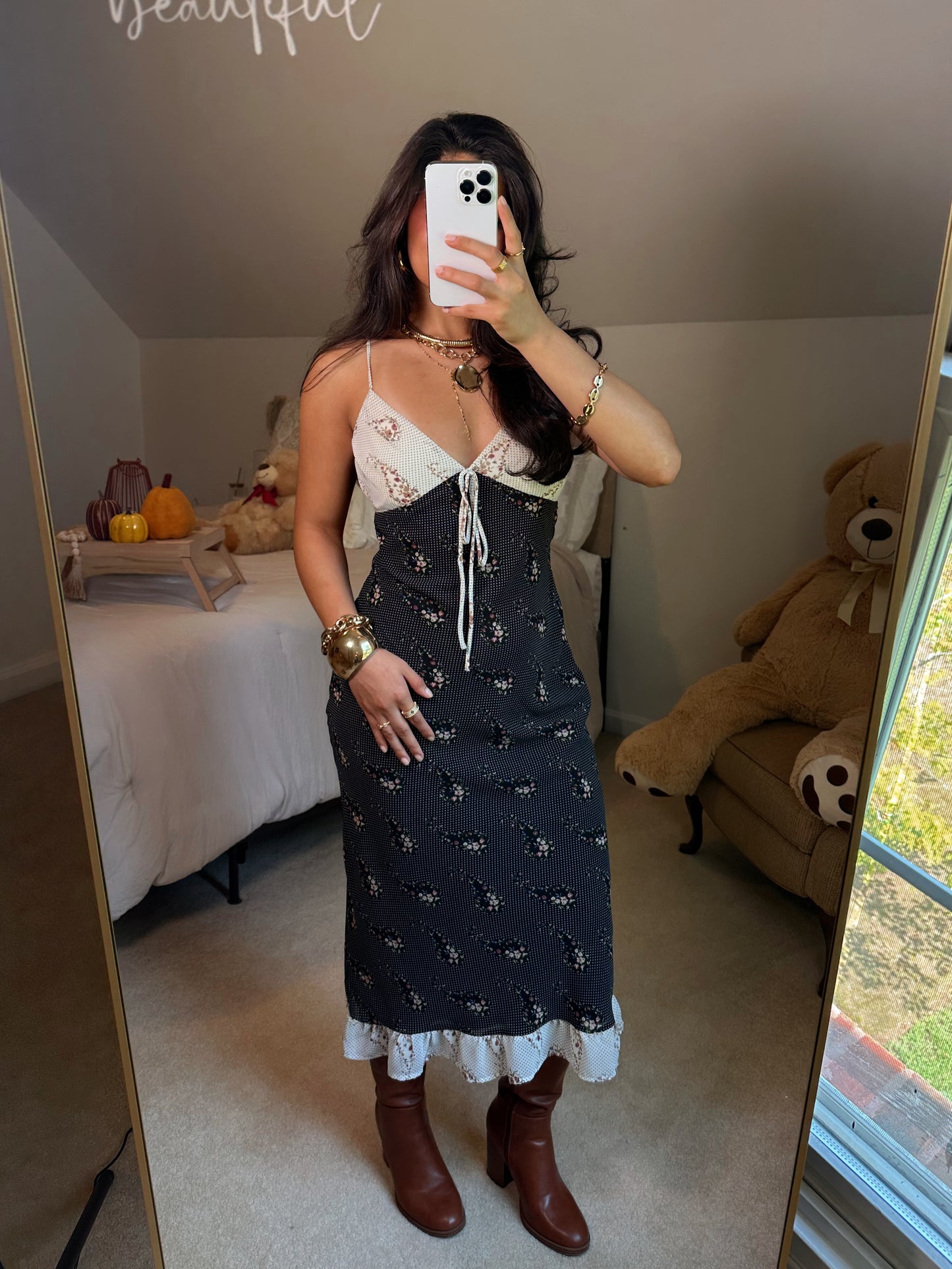 Black & White Paisley Mix Midi Dress