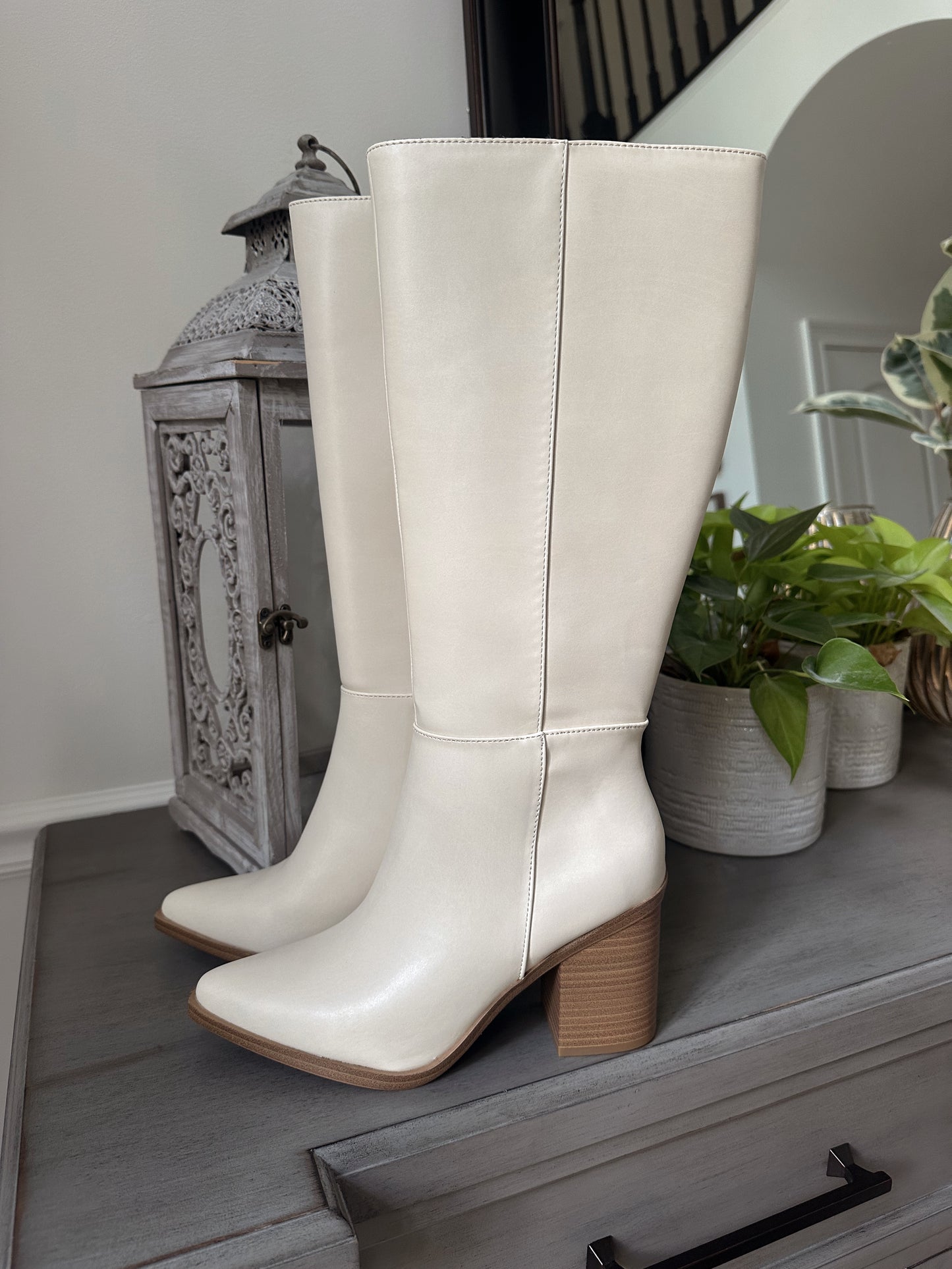 Off-White Pointed Toe Knee-High Boot