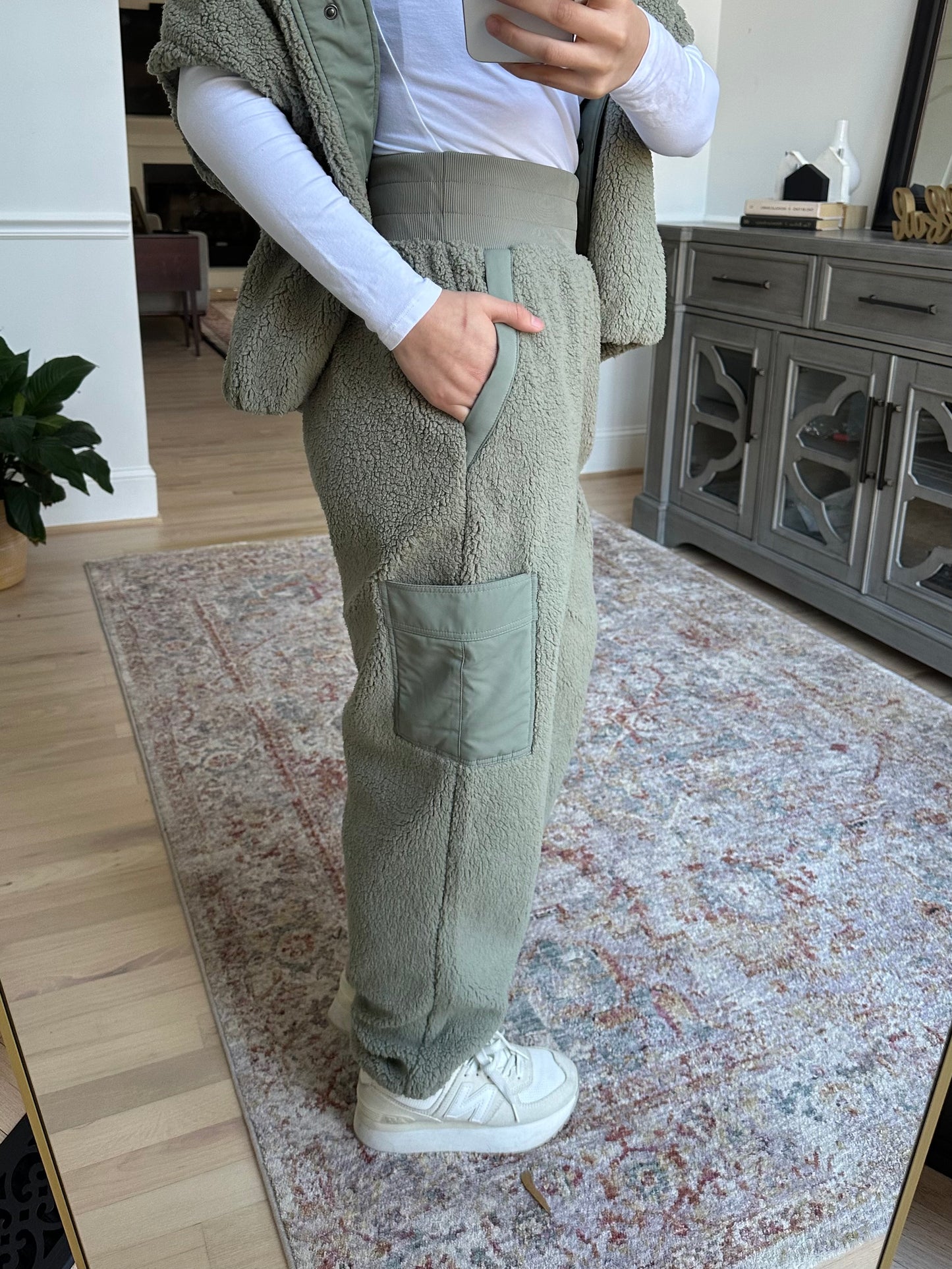 Sage Sherpa Cargo Jogger Pants
