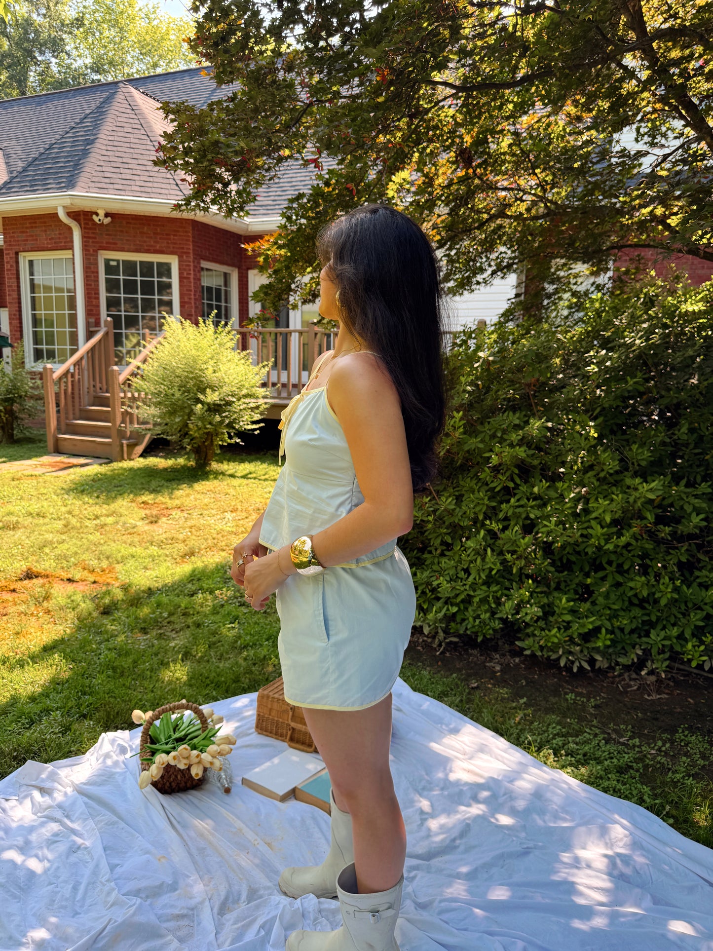 Pastel Blue & Yellow Top and Short Set
