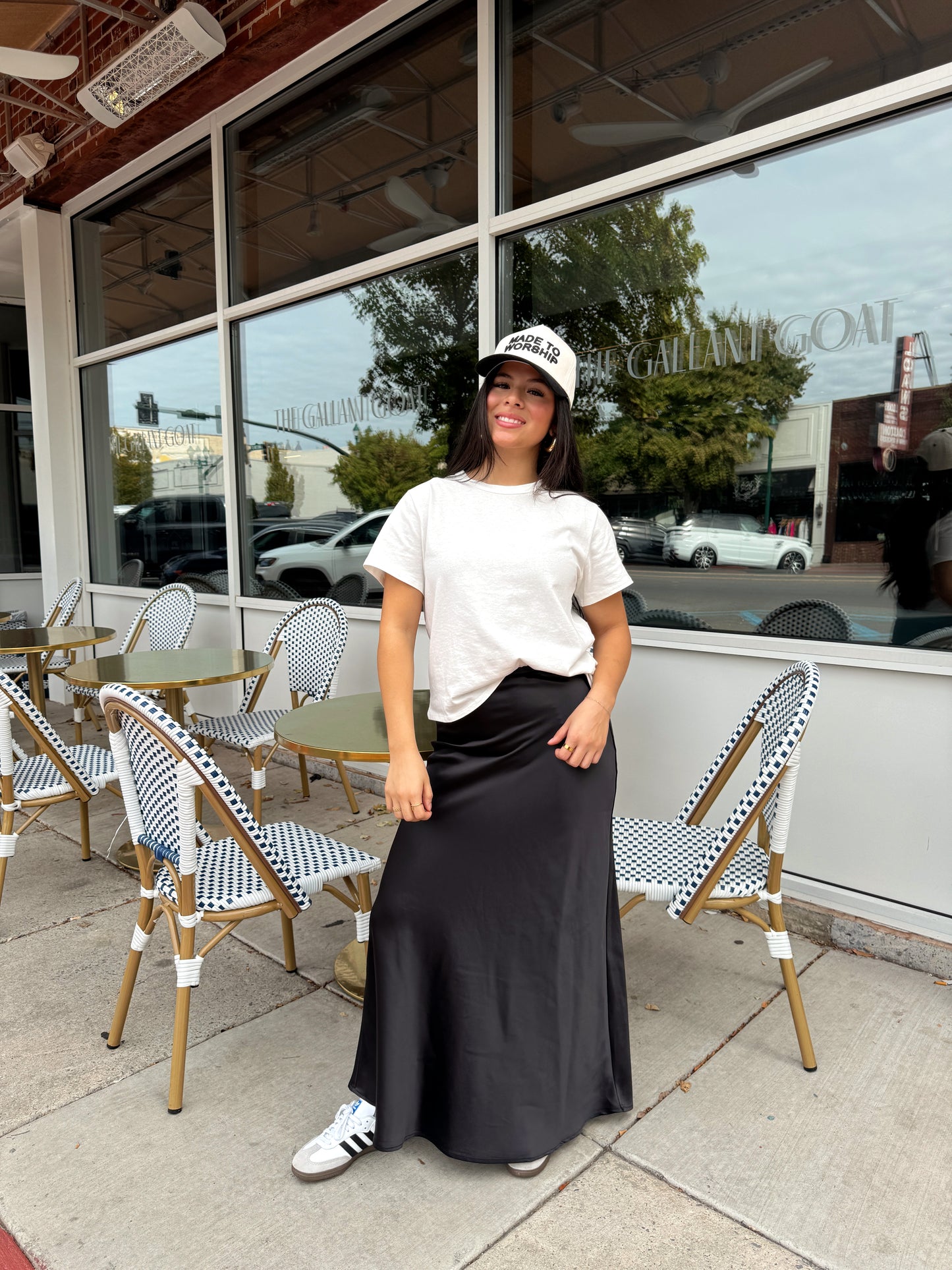 Black Satin Slip Skirt