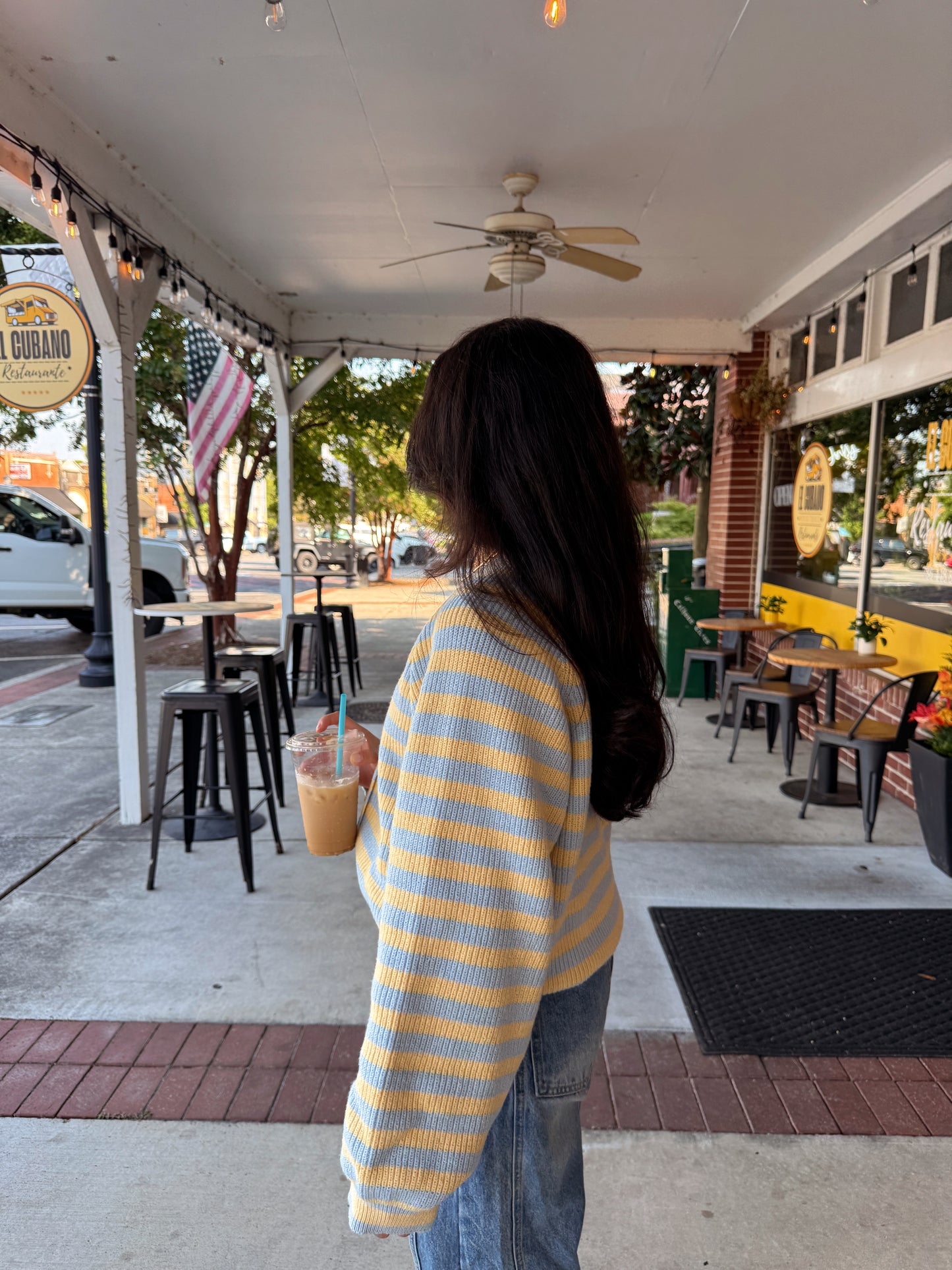 Butter Blue Striped Button Up Cardigan