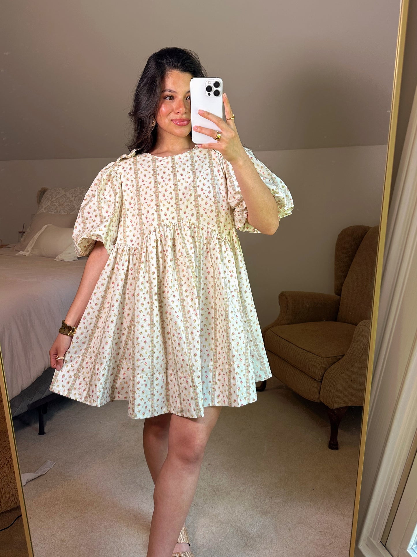 Ditsy Floral Bow Babydoll Dress