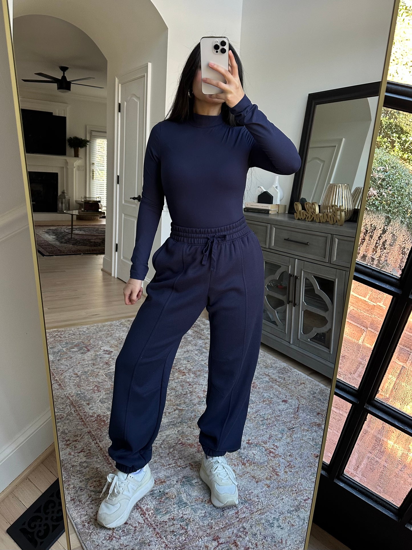Navy Bodysuit & Jogger Pants Set