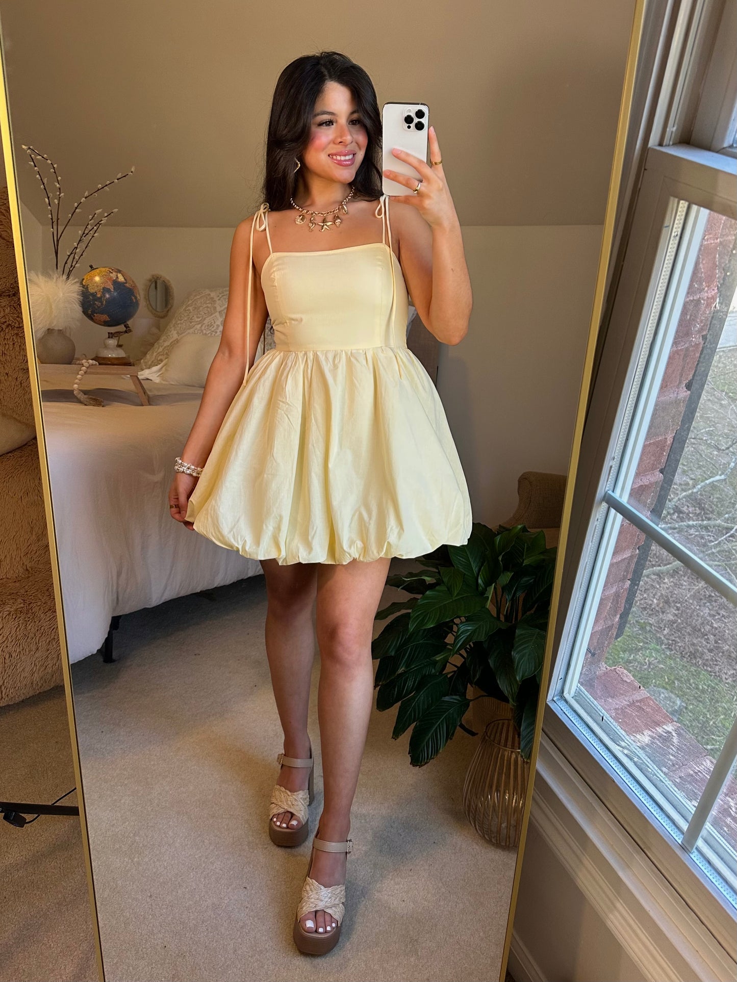Pastel Yellow Bubble Mini Dress