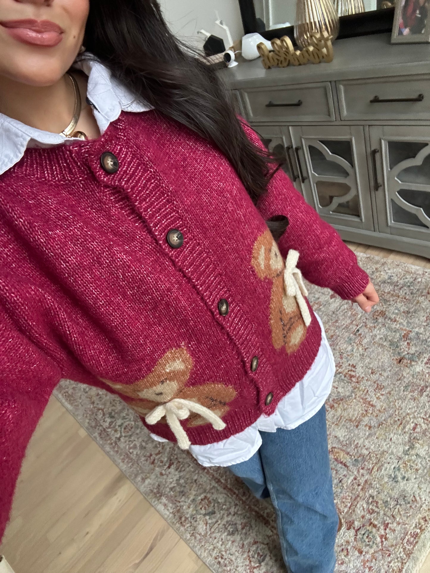 Burgundy Teddy Cardigan