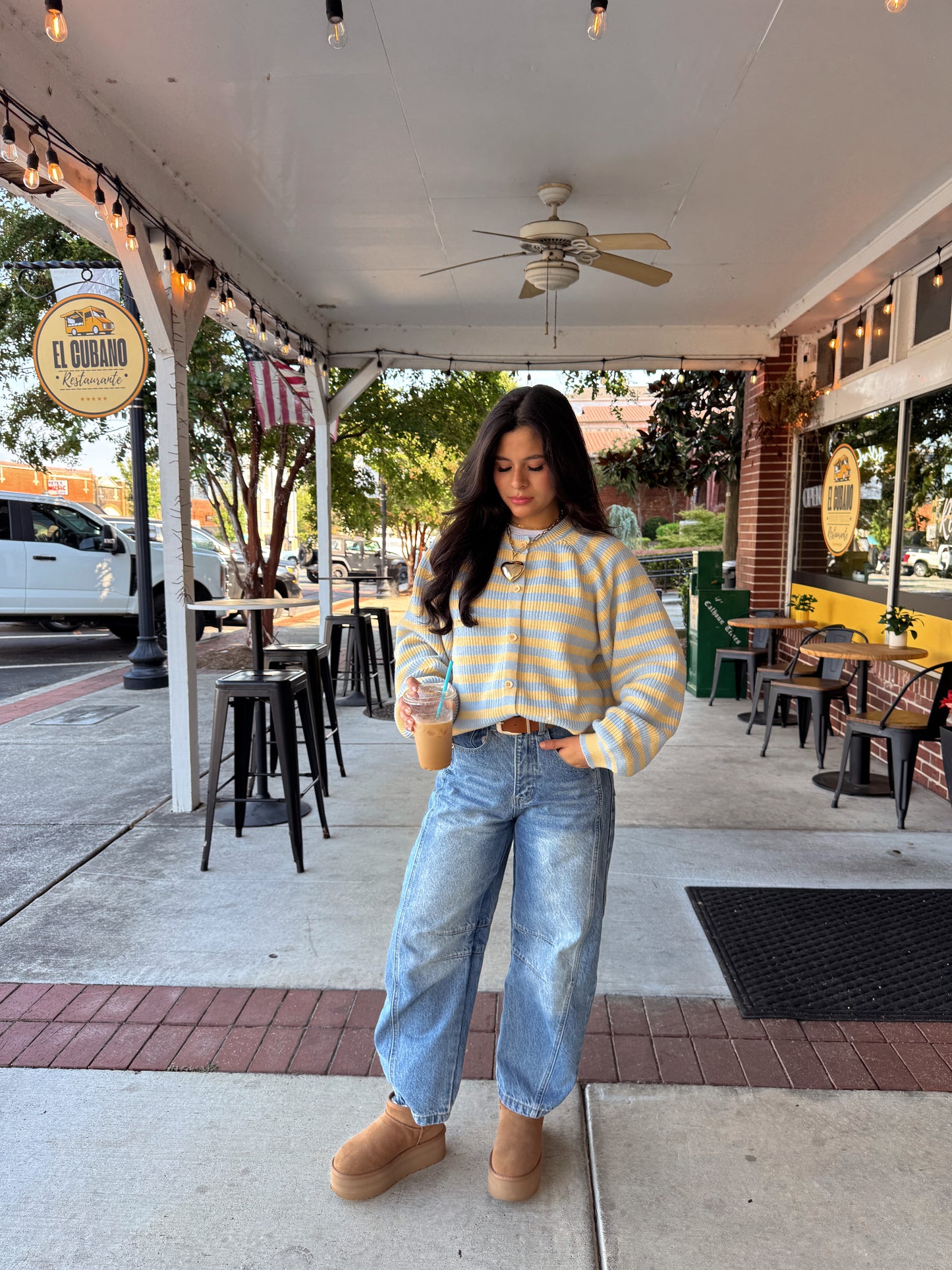 Butter Blue Striped Button Up Cardigan