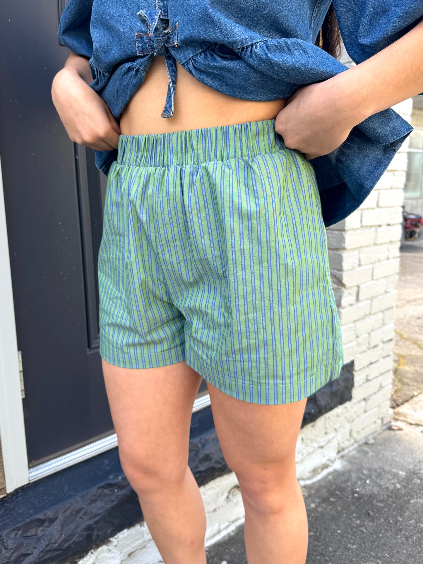 Green & Blue Striped Boxer Shorts